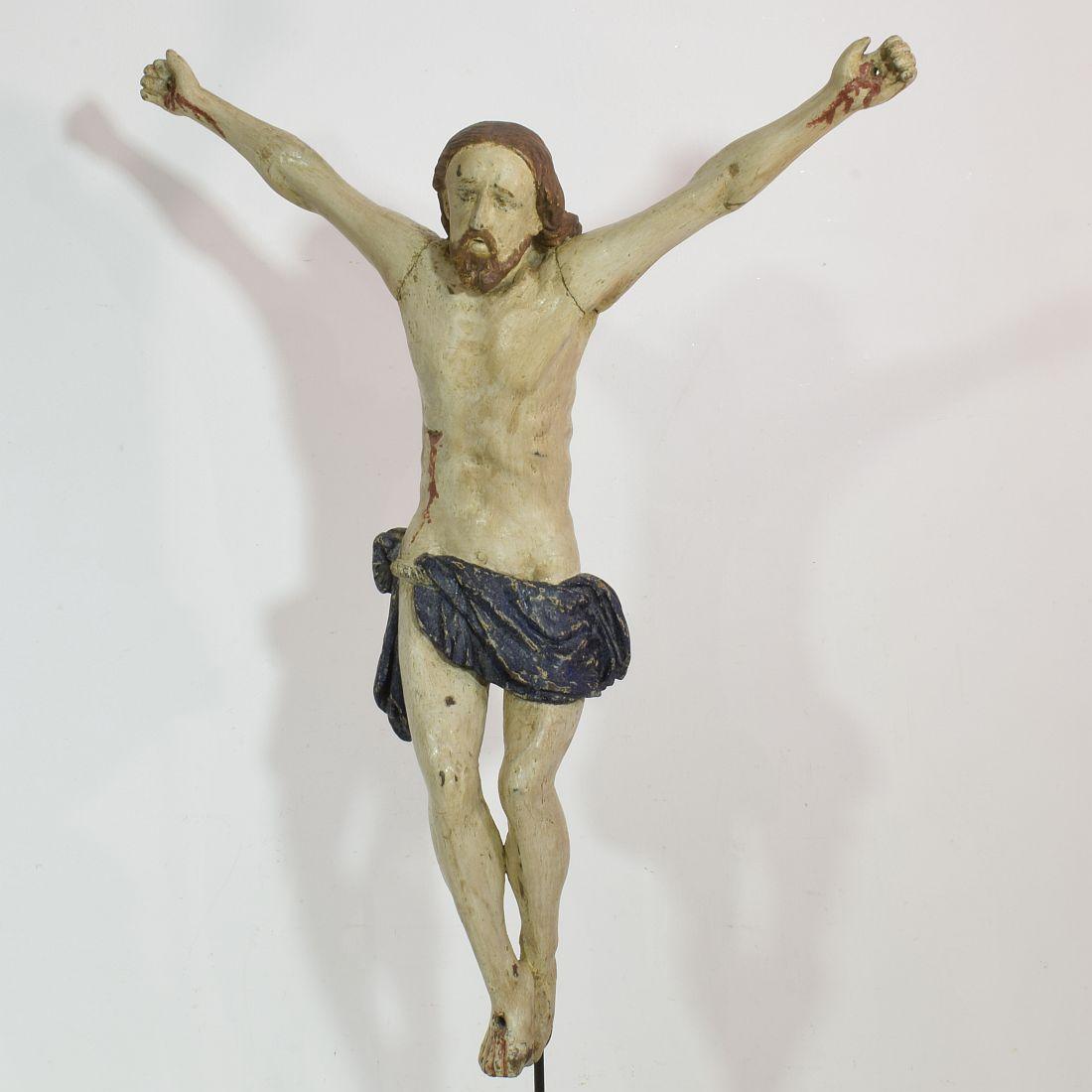 18th Century, Italian Carved Wooden Christ In Good Condition For Sale In Buisson, FR