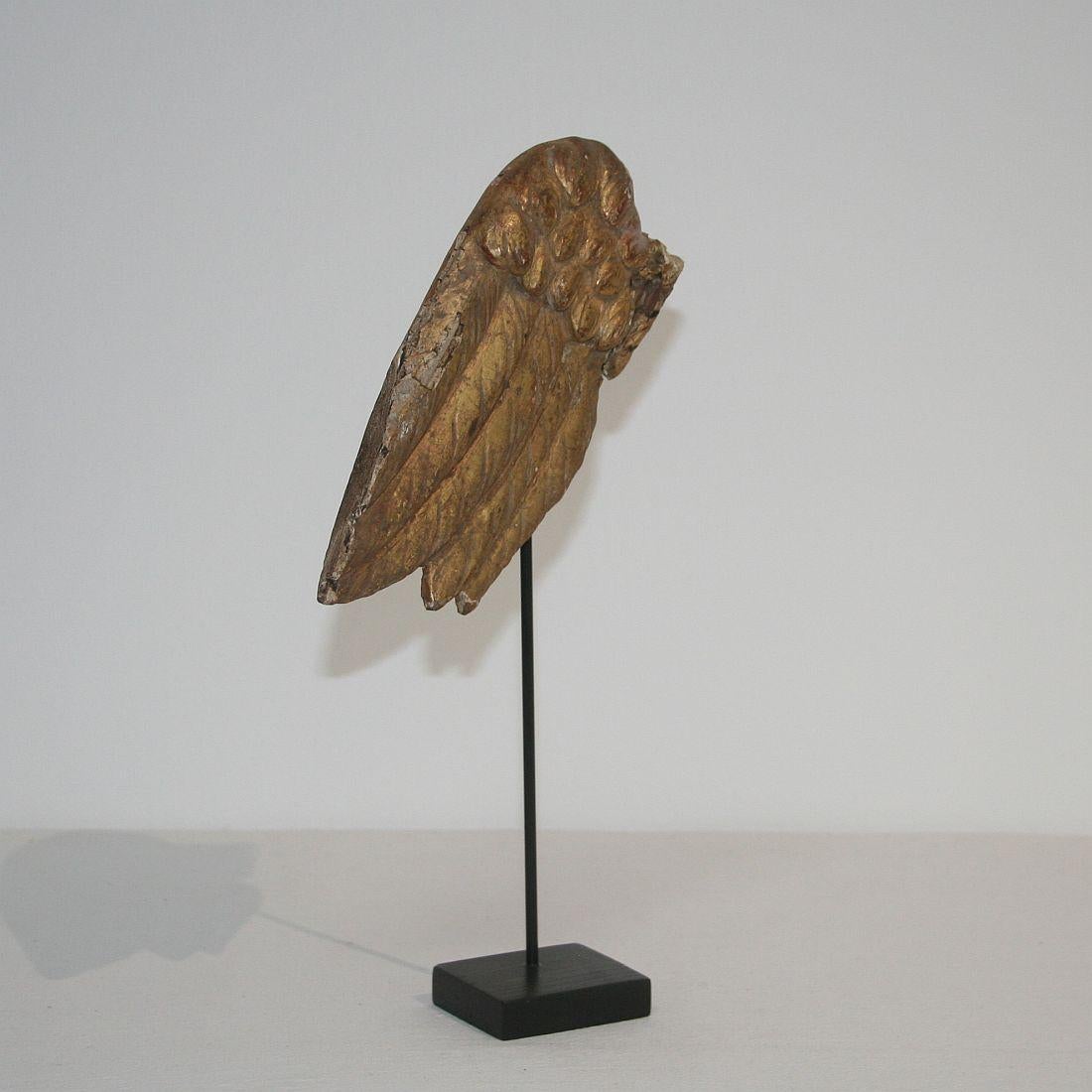 Hand-Carved 18th Century Italian Carved Wooden Wing of a Baroque Angel