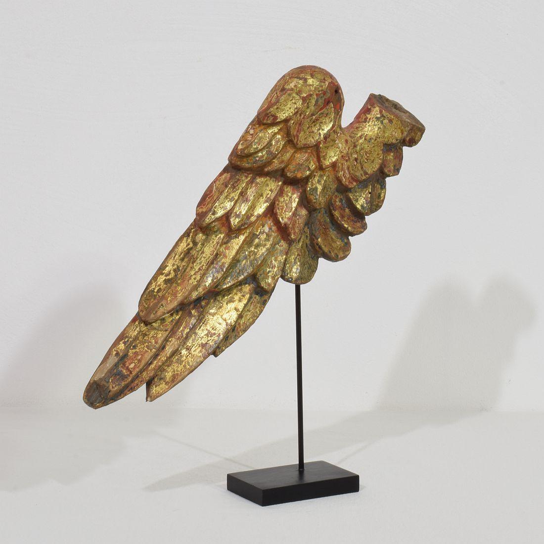 Hand-Carved 18th Century, Italian Carved Wooden Wing of a Baroque Angel