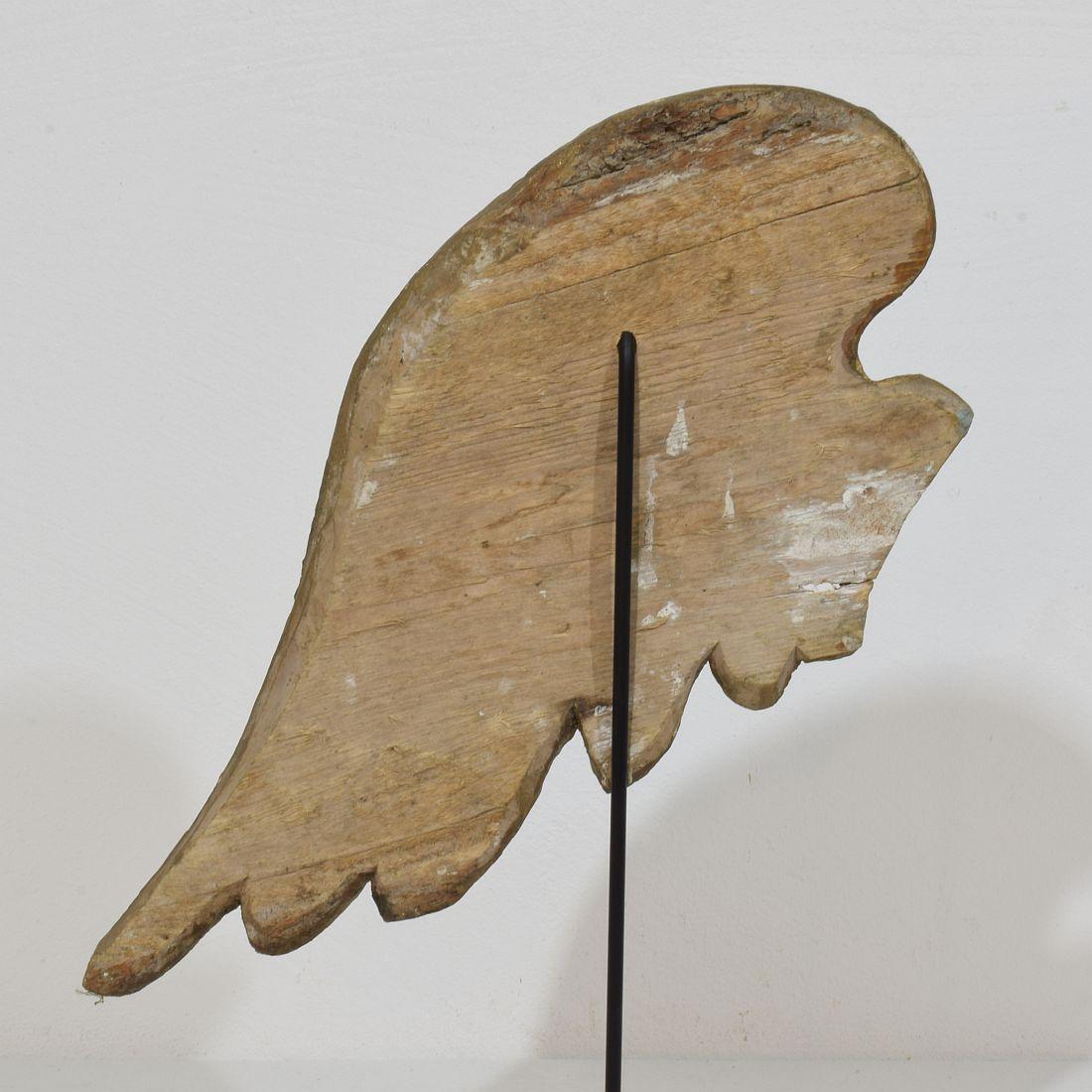 18th Century, Italian Carved Wooden Wing of a Baroque Angel For Sale 3