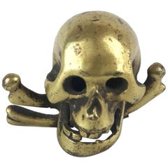 Antique 18th Century Italian Cast Gilt Bronze Skull