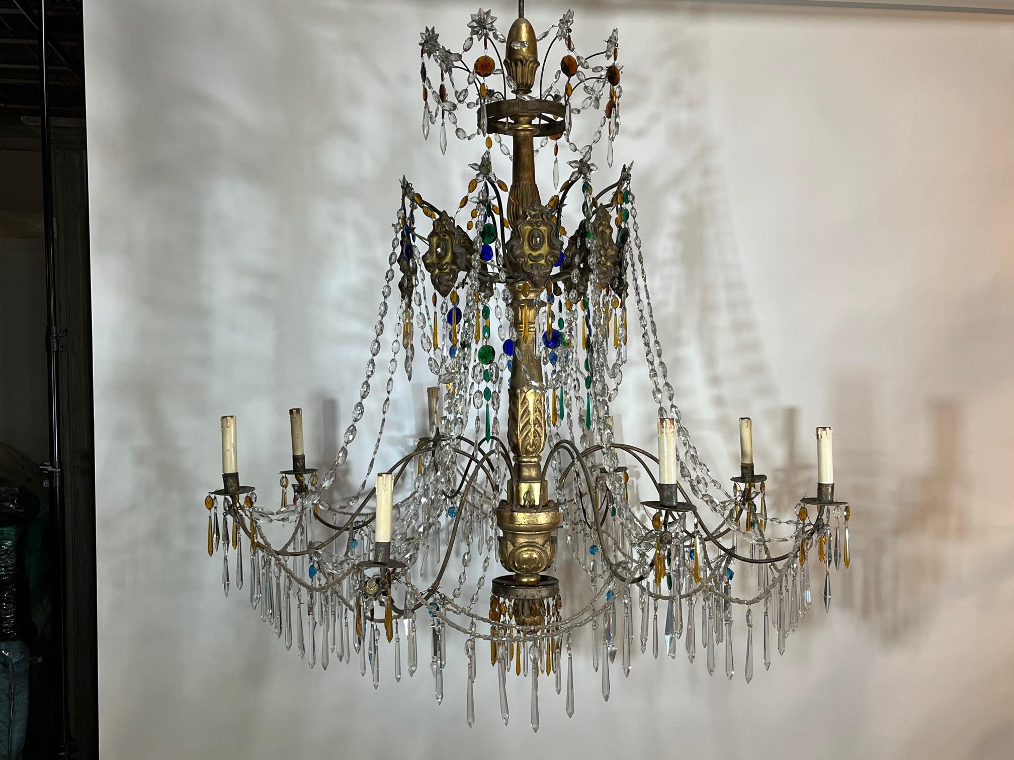 Crystal 18th Century Italian Chandelier For Sale