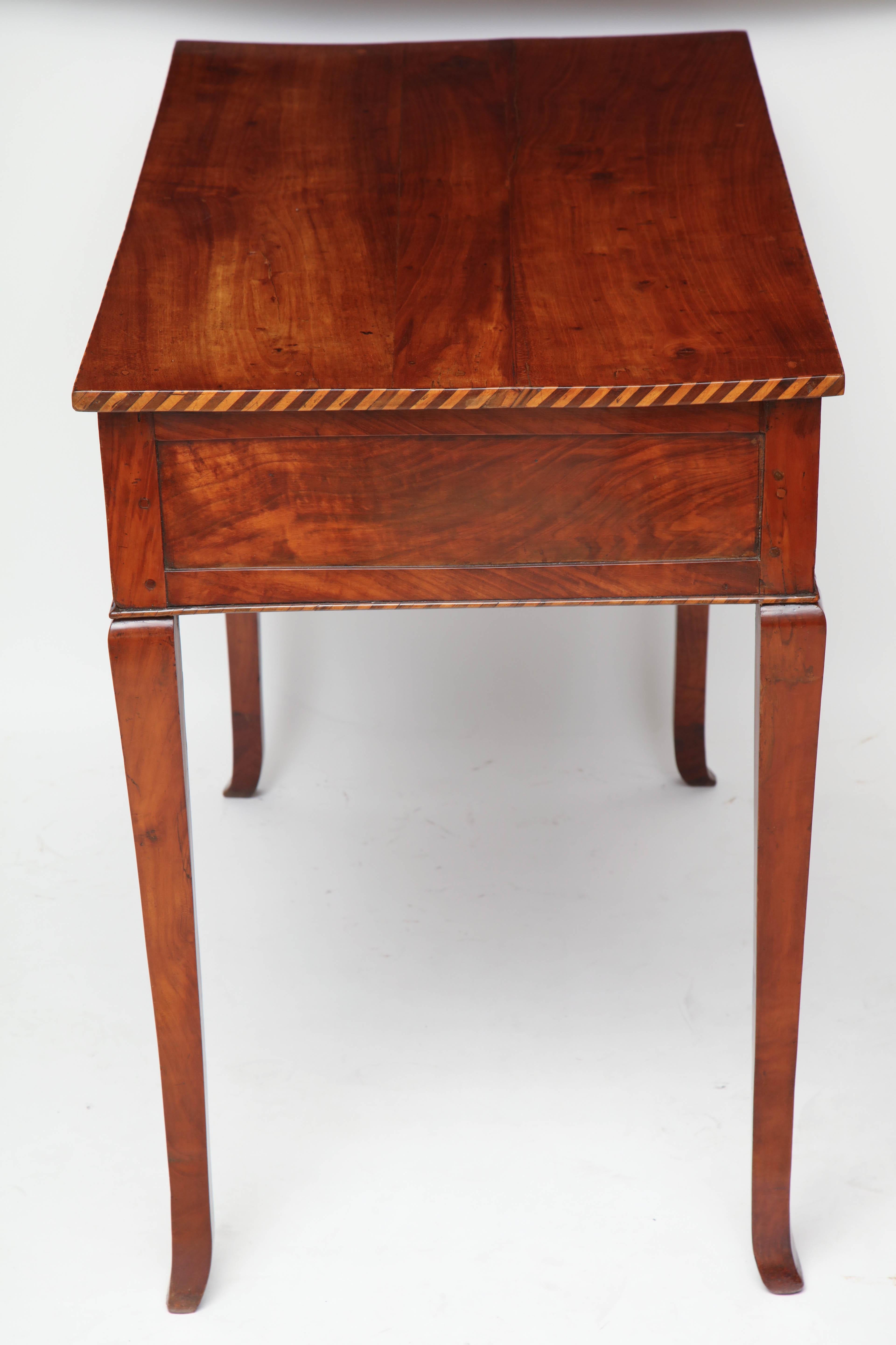 18th Century Italian Cherry Table with Parquetry Border and Two Drawers 8