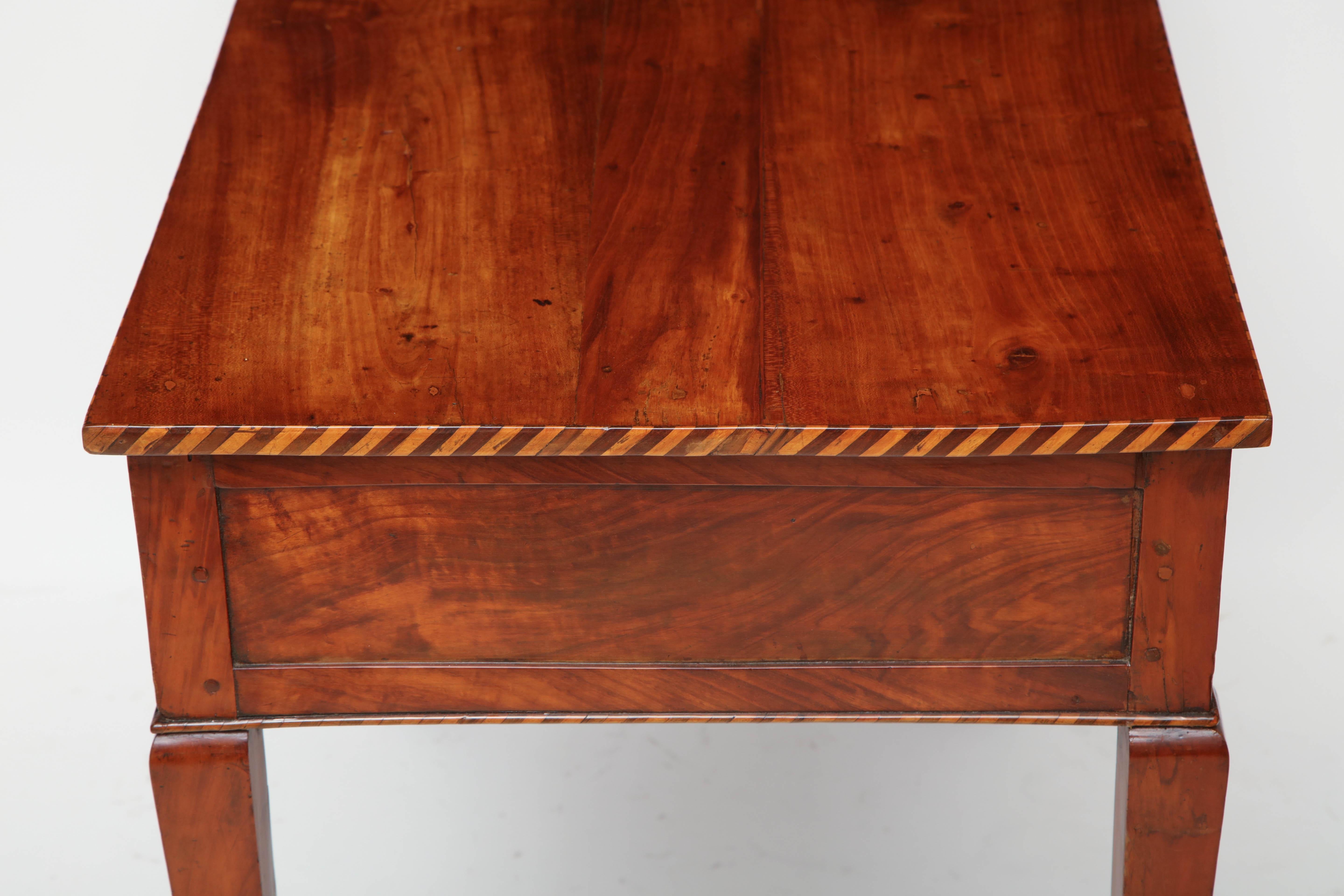 18th Century Italian Cherry Table with Parquetry Border and Two Drawers 9