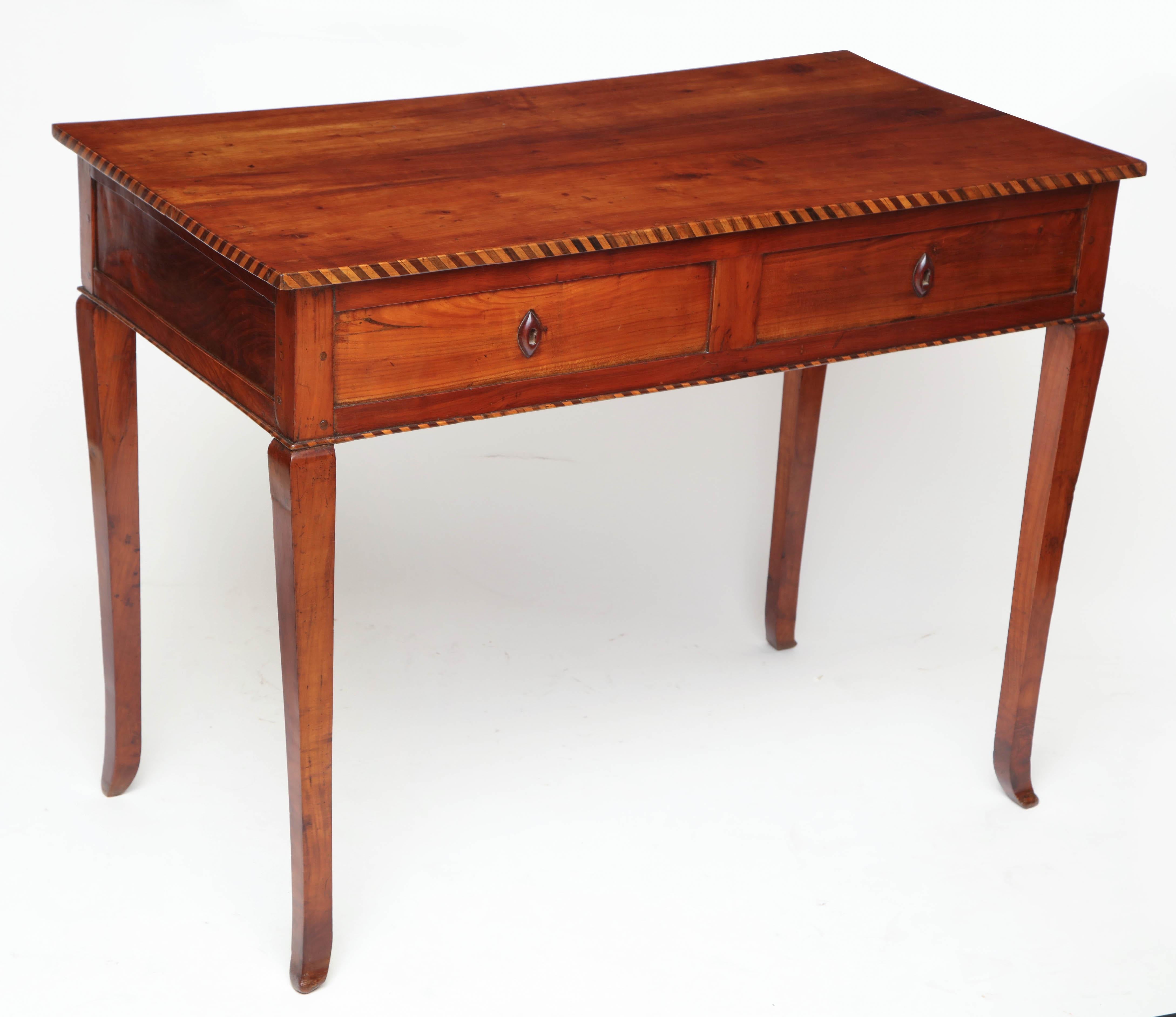 18th Century Italian Cherry Table with Parquetry Border and Two Drawers 10