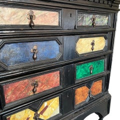 18th Century Italian Chest on Stand with Faux Painted Tortoise & Precious Stone