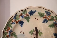 18th Century Italian Collectible Antique Painted Majolica Plate, 1750s