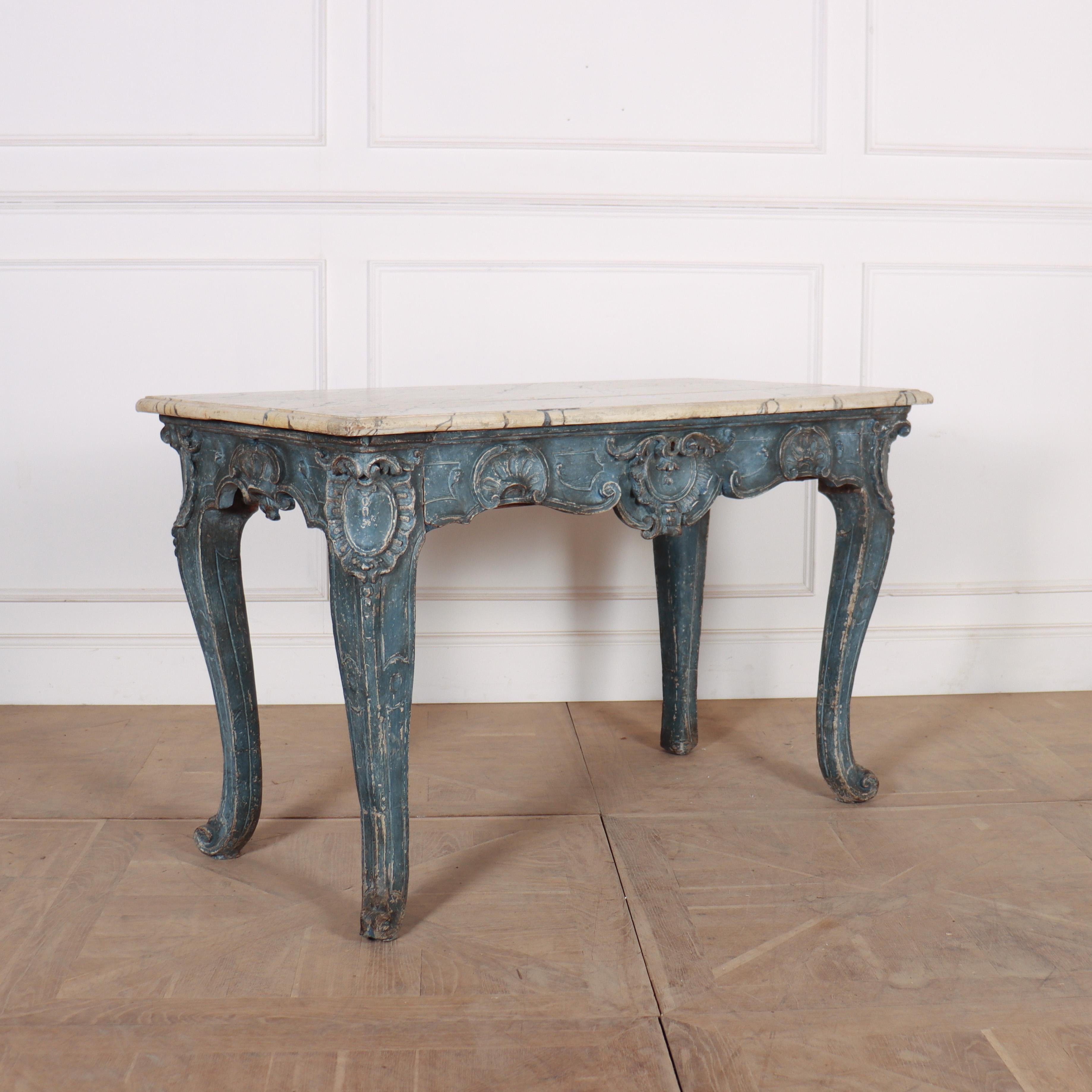 Wonderful 18th C Italian carved wood painted console table with a faux marble top. 1790.

Reference: 8018

Dimensions
51.5 inches (131 cms) Wide
25 inches (64 cms) Deep
31.5 inches (80 cms) High