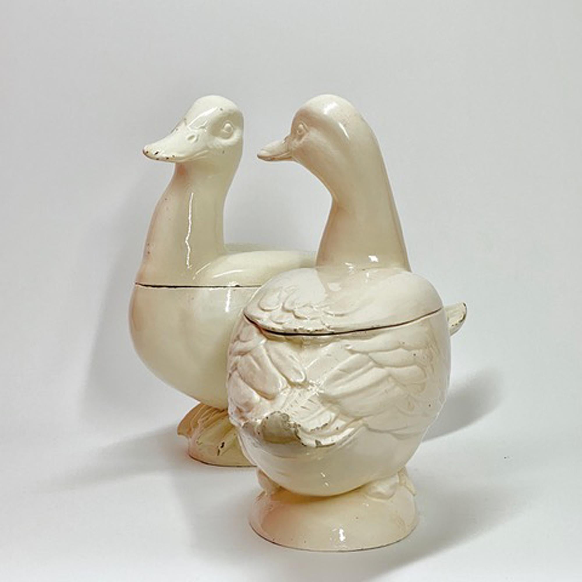 George III 18th Century Italian Creamware Tromp L'oeil Tureens of Ducks, Nove di Bassano For Sale
