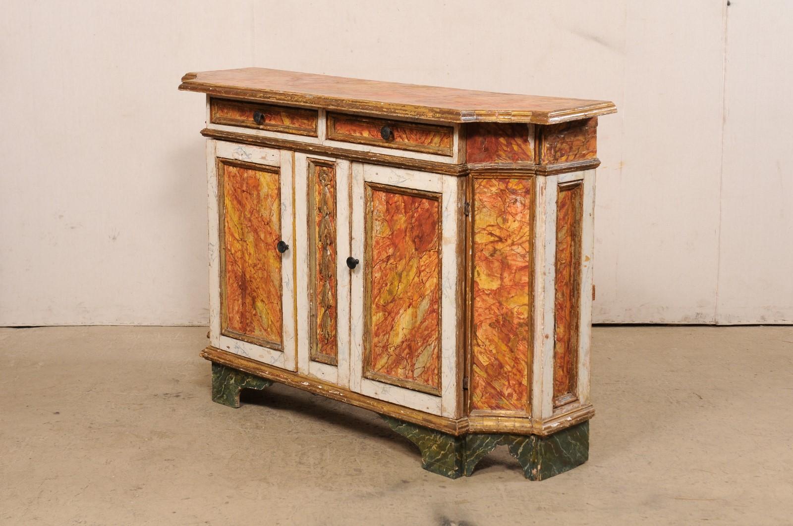 18th Century Italian Credenza Console w/its Original Hand-Painted Finish For Sale 4