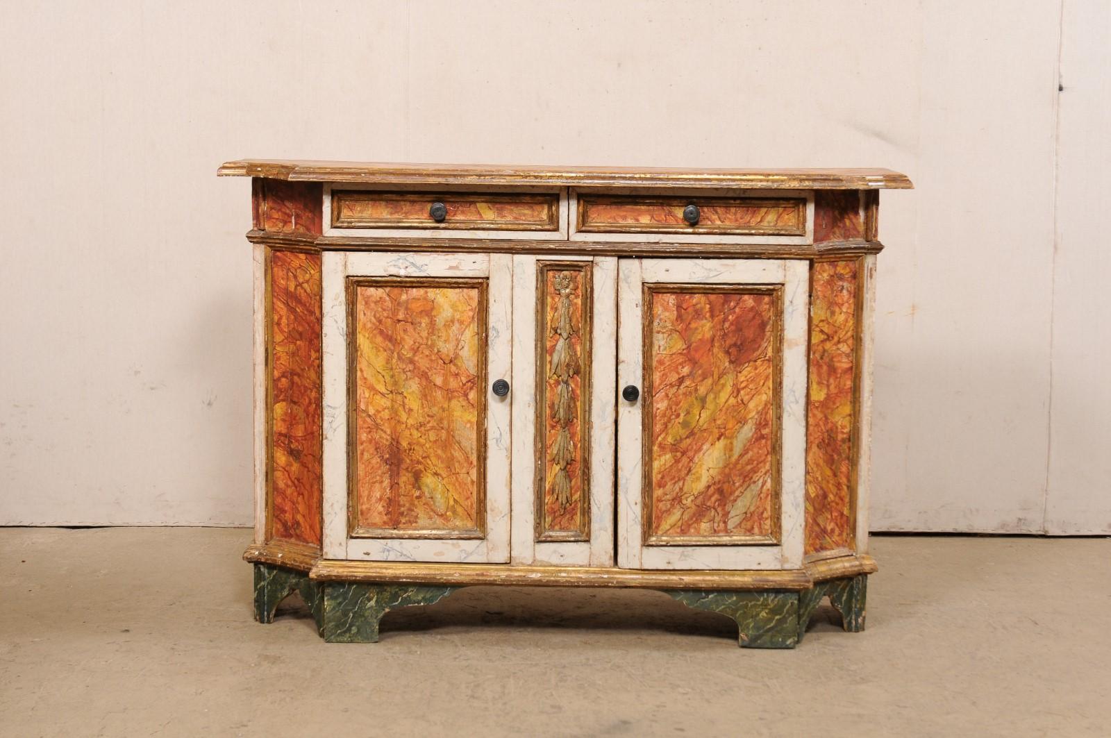 18th Century Italian Credenza Console w/its Original Hand-Painted Finish For Sale 5