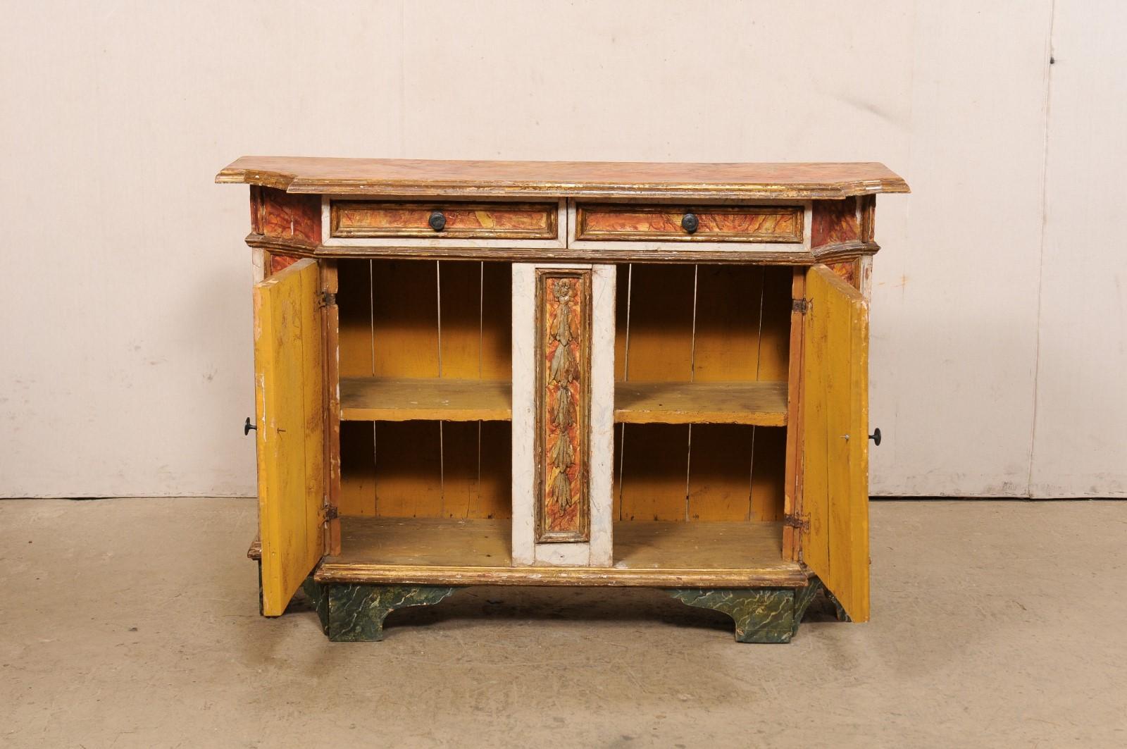 18th Century Italian Credenza Console w/its Original Hand-Painted Finish For Sale 6