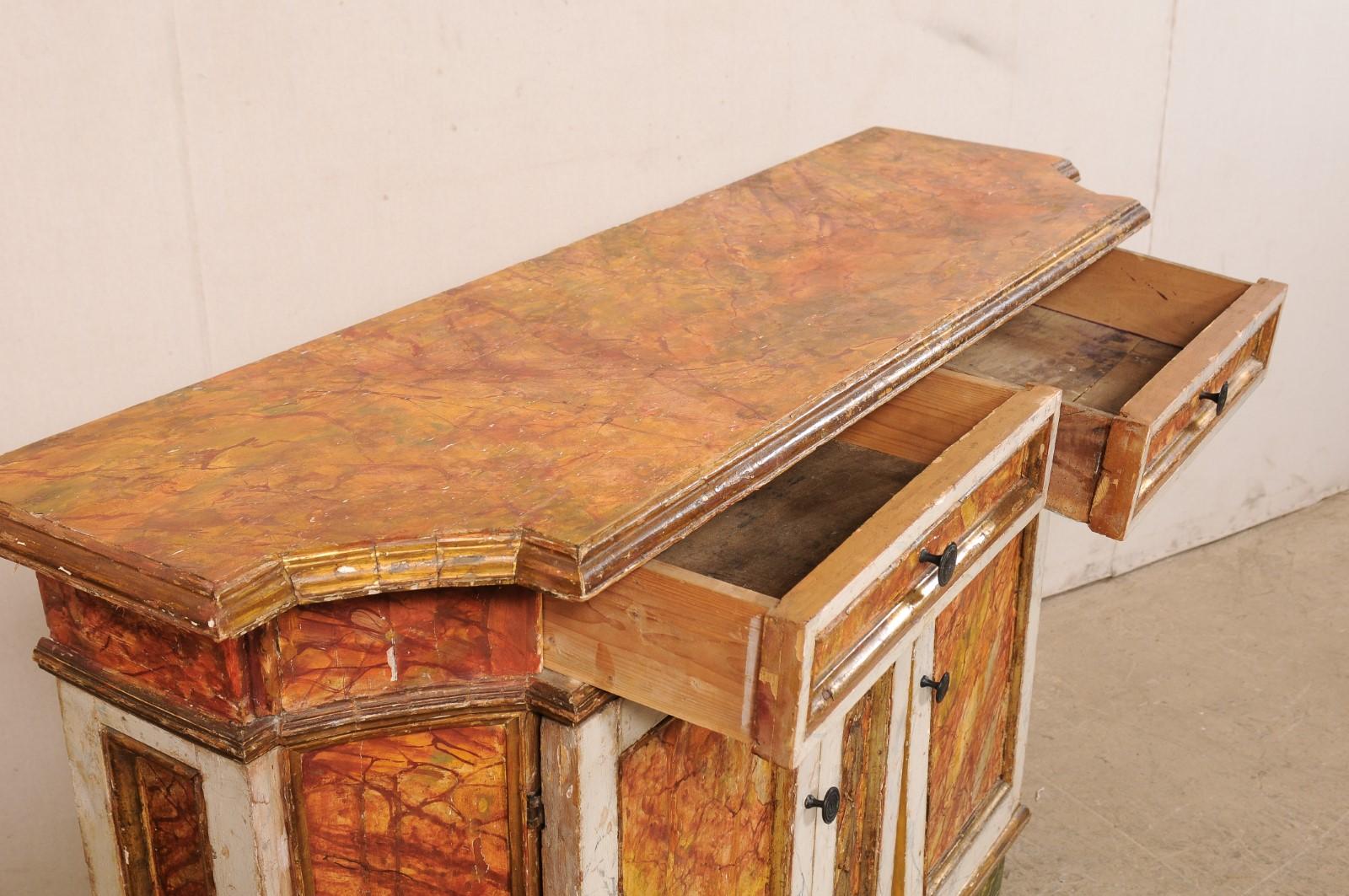 Wood 18th Century Italian Credenza Console w/its Original Hand-Painted Finish For Sale