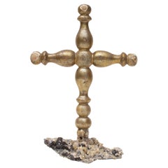 18th Century Italian Cross Mounted on Calcite Crystals in Matrix