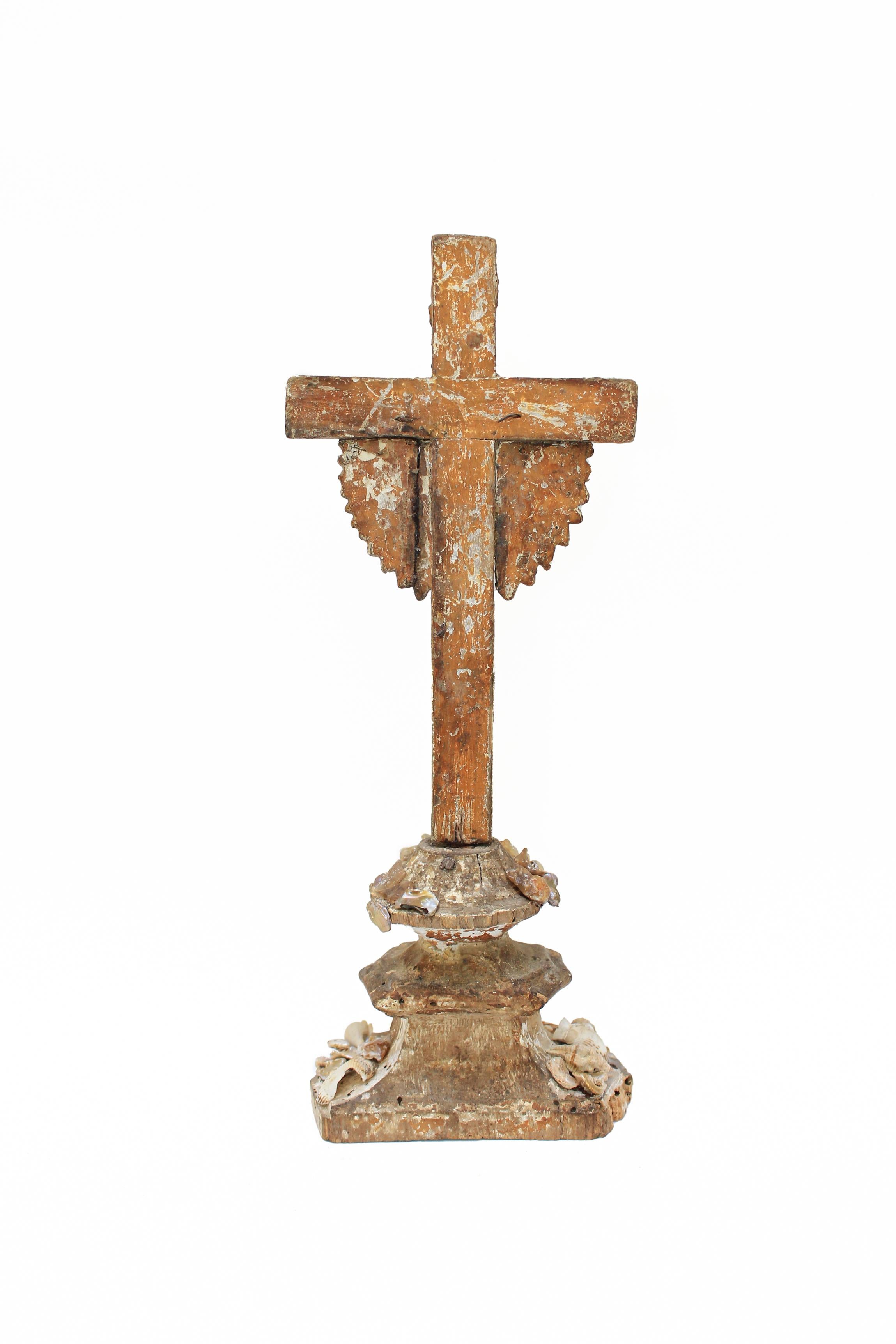 18th Century Italian Crucifix with a Bronze Figure of Christ and Baroque Pearls In Fair Condition In Dublin, Dalkey