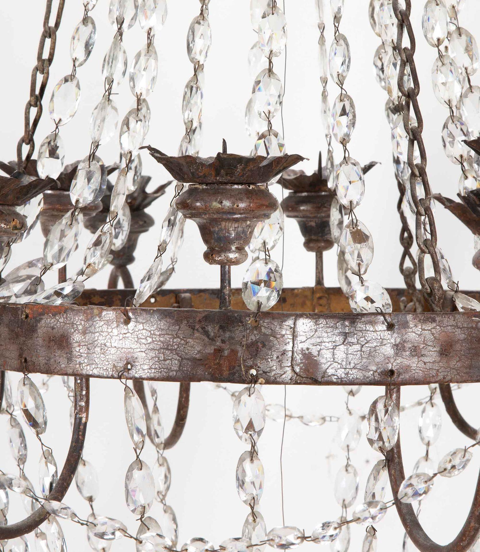 Fino al XVIII secolo Lampadario italiano in cristallo e argento dorato del XVIII secolo in vendita