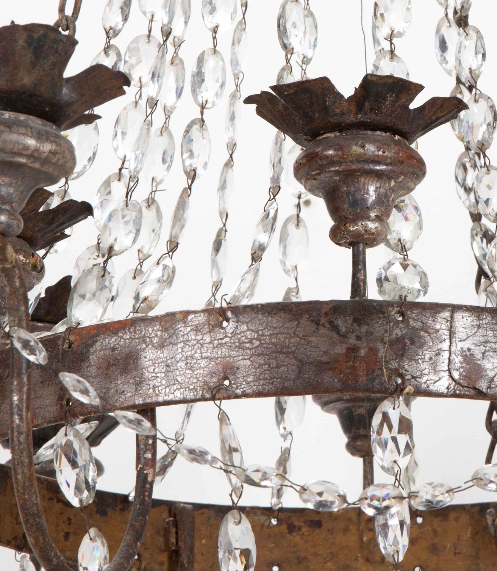 Metallo Lampadario italiano in cristallo e argento dorato del XVIII secolo in vendita