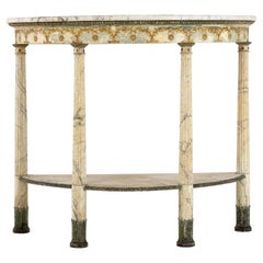 18th Century Italian Demilune Console Table with Marble Top