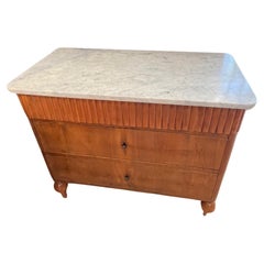 18th Century Italian Directoire Cesarone Chest with White Marble Top