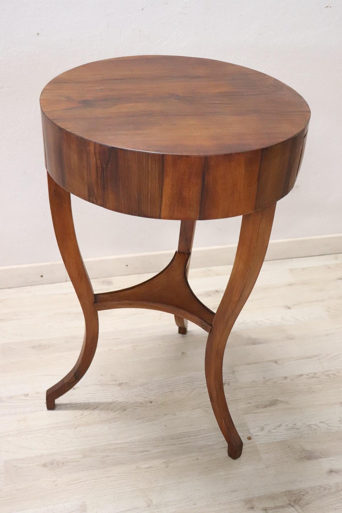 Late 18th Century 18th Century Italian Directoire Walnut Round Side Table or Pedestal Table