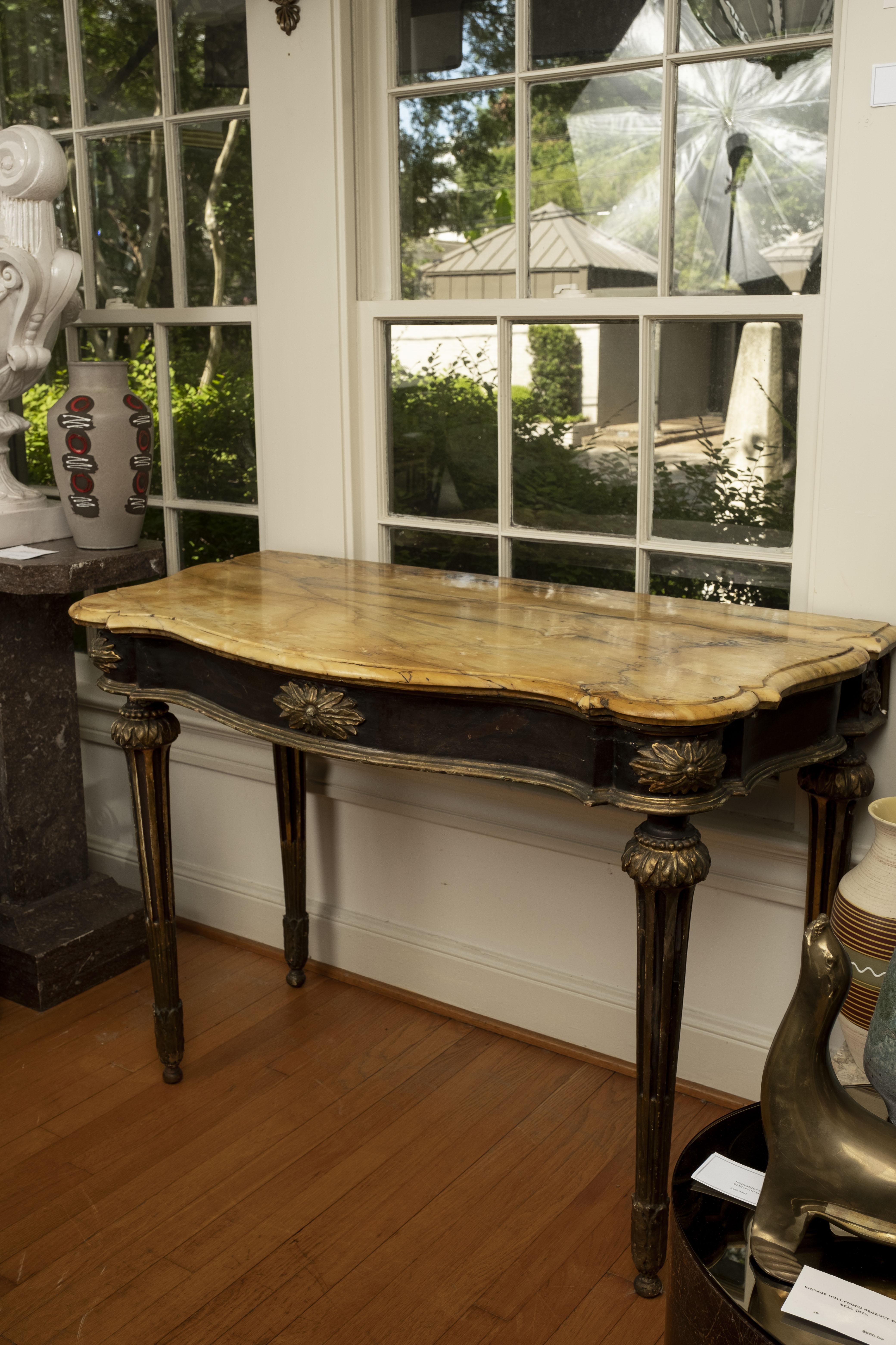 18th Century Italian Console Table, Ebonized and Parcel Gilt  In Good Condition For Sale In Houston, TX