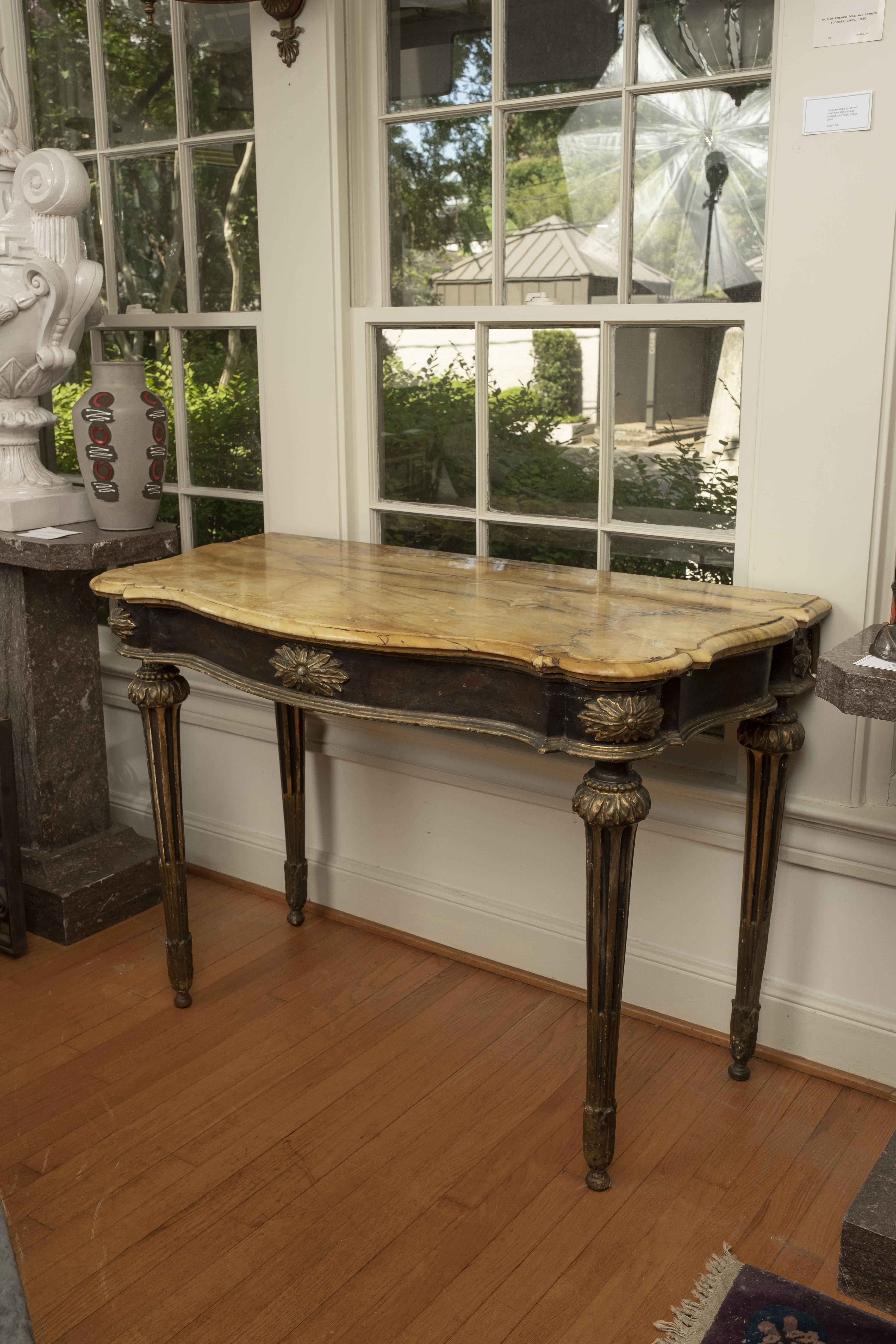 18th Century Italian Console Table, Ebonized and Parcel Gilt  For Sale 3