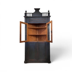 18th Century Italian Ebonized Corner Cabinet (Two Available)