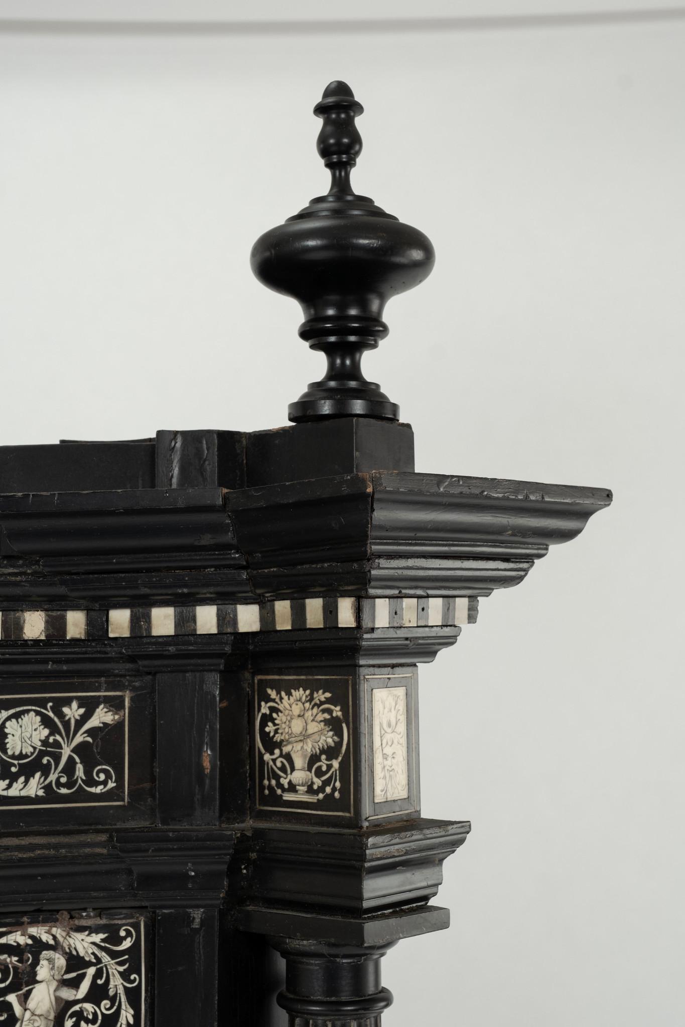 18th Century Italian Ebonized Inlaid Collectors Cabinet For Sale 8