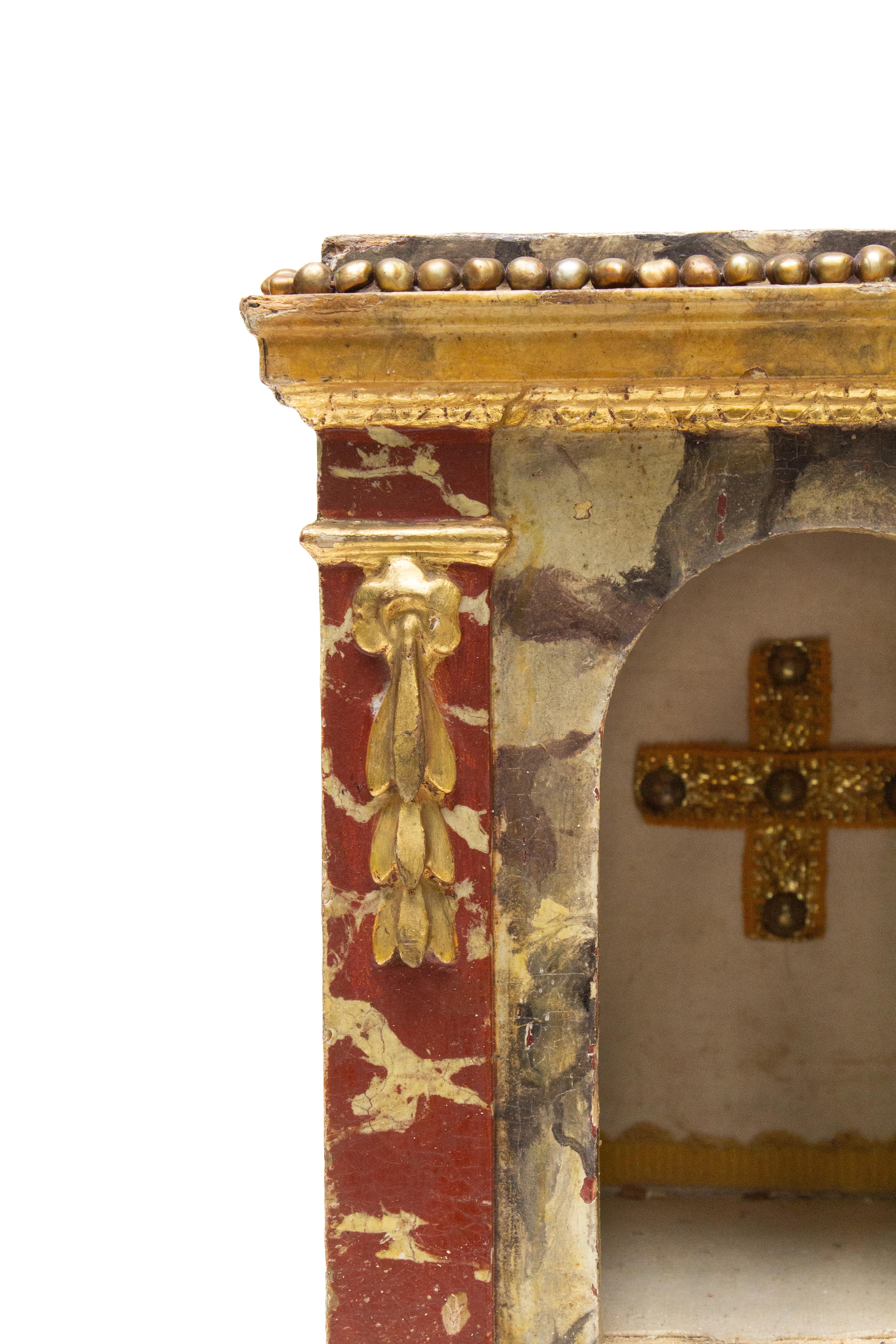 Gilt 18th Century Italian Ecclesiastical Tabernacle with Baroque Pearls