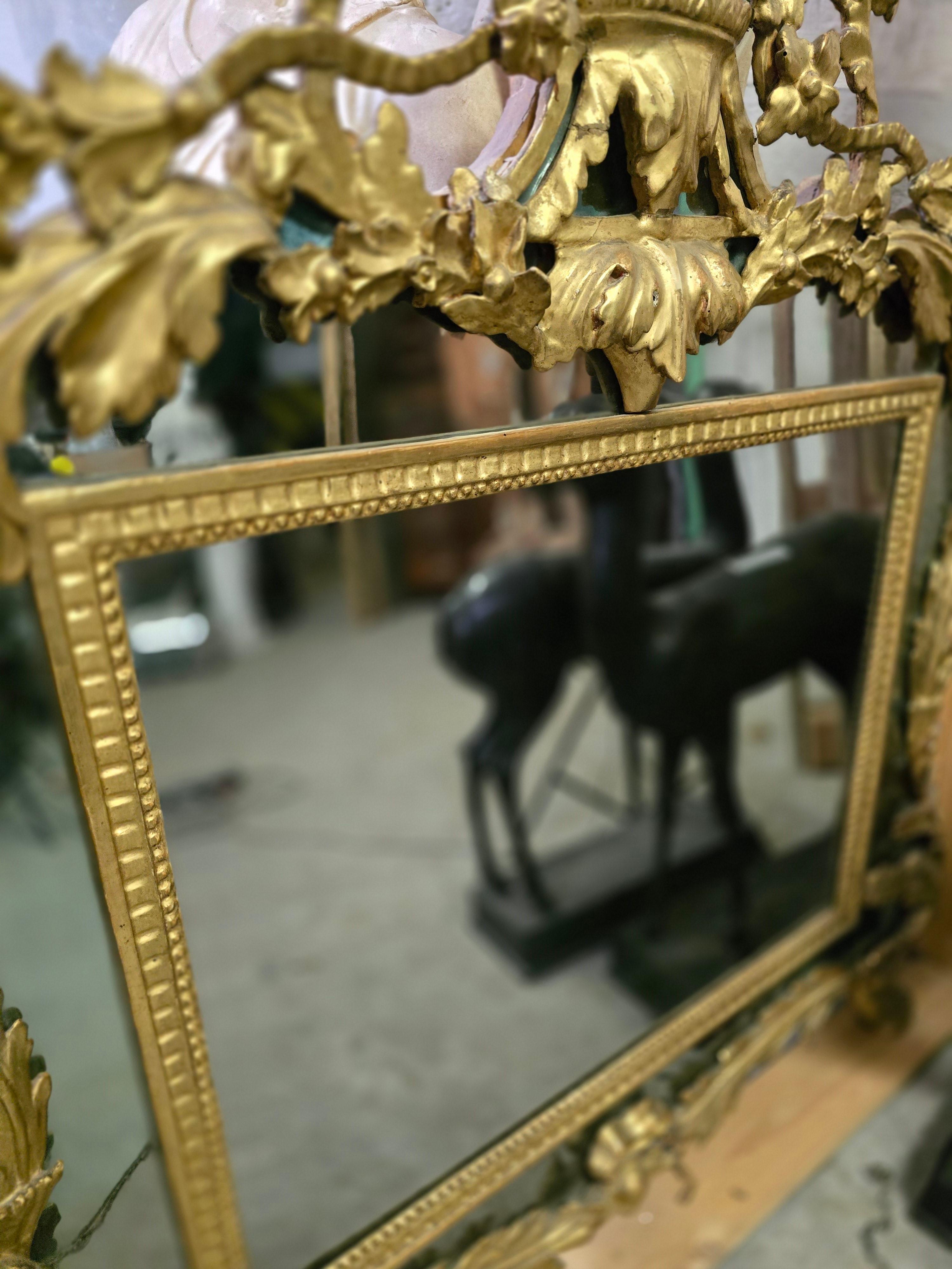 18th Century Italian Empire Giltwood Mirror For Sale 7