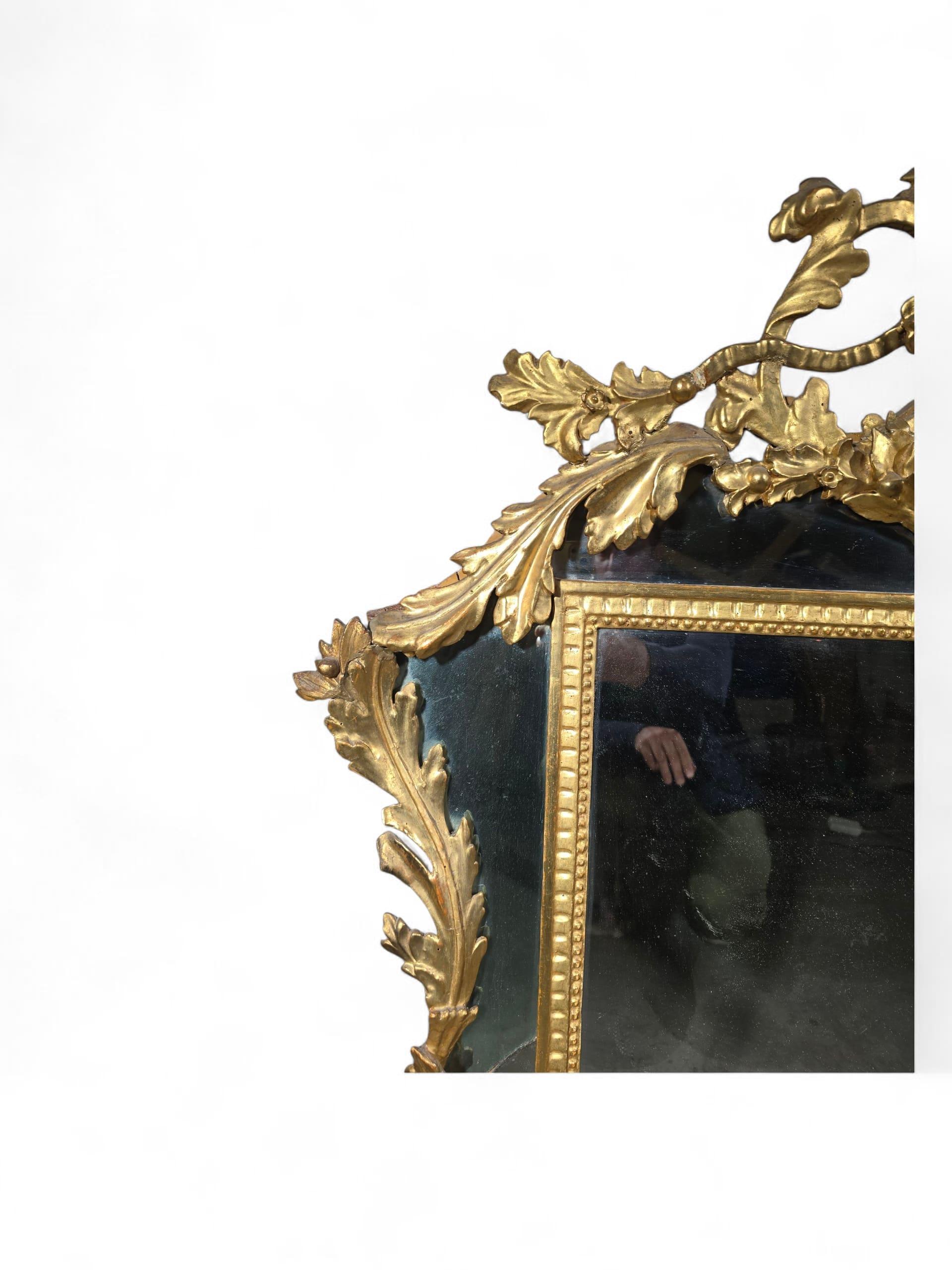 Fruitwood 18th Century Italian Empire Giltwood Mirror For Sale