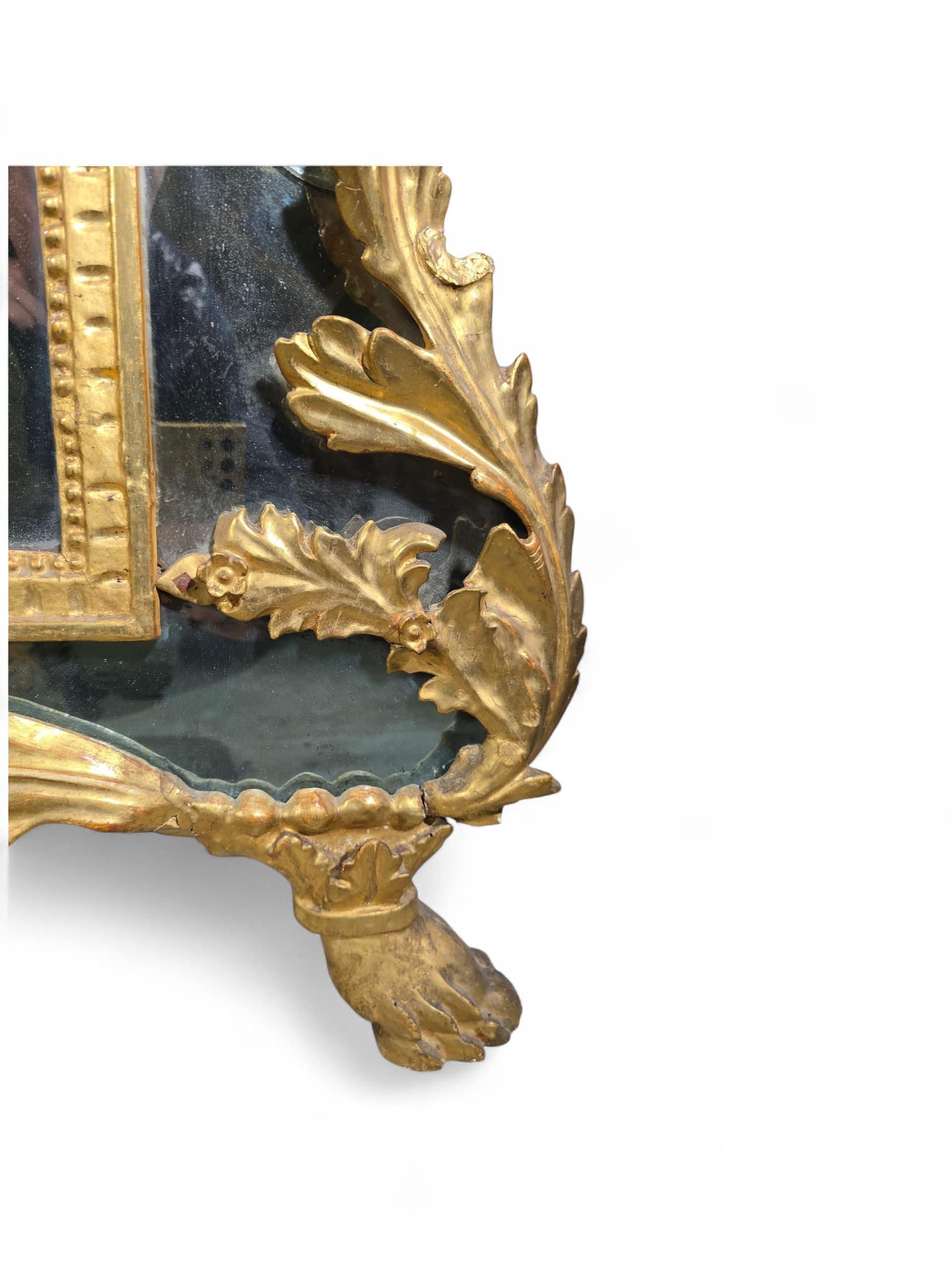 18th Century Italian Empire Giltwood Mirror For Sale 2