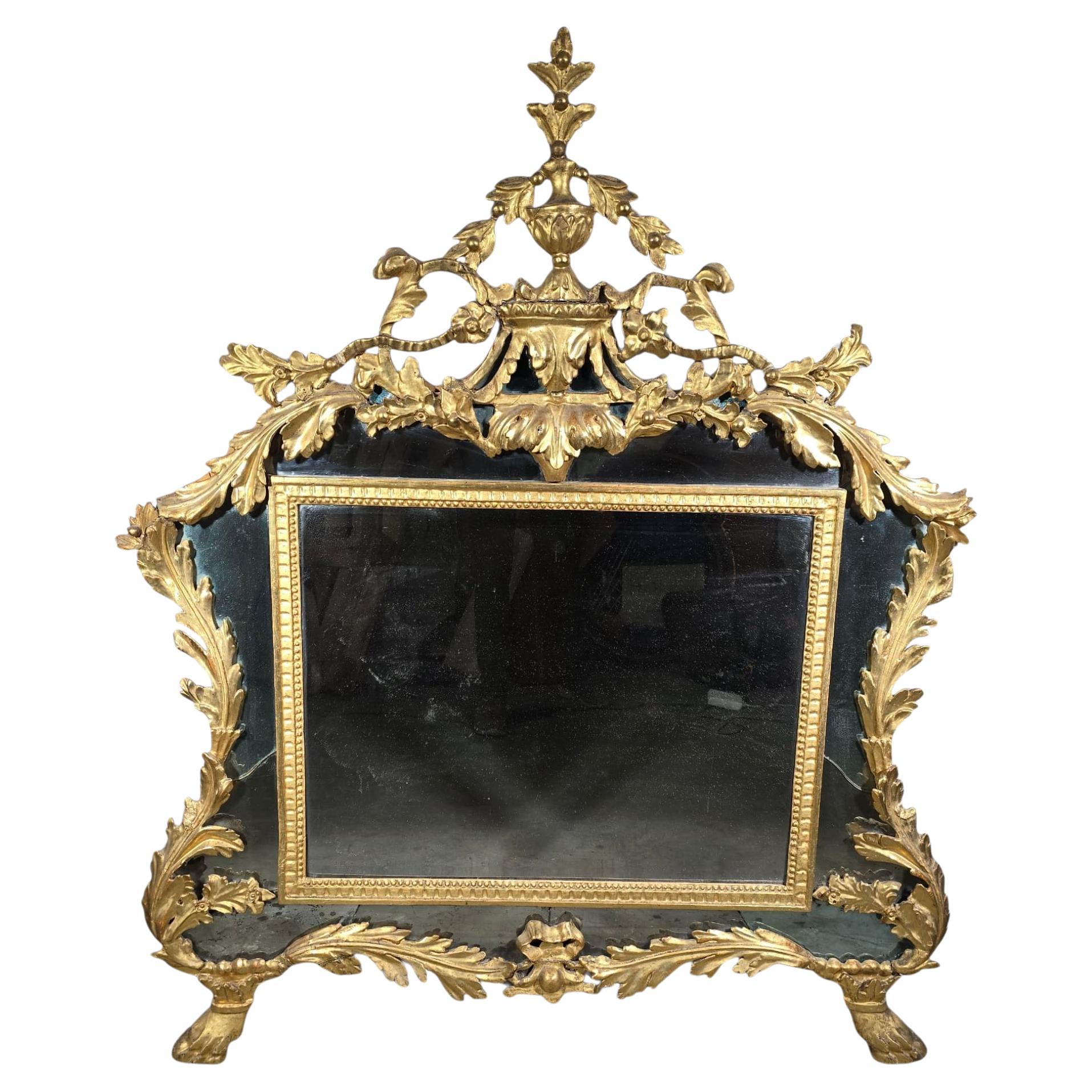 Specchio in legno dorato Impero italiano del XVIII secolo