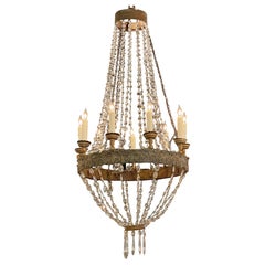 18th Century Italian Empire Style Repousse and Crystal Basket Chandelier