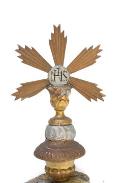 18th Century Italian Eucharist Emblem Fragment Mounted on Mica with Garnet