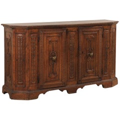 18th Century Italian Exquisitely Carved Walnut Wood Credenza Sideboard