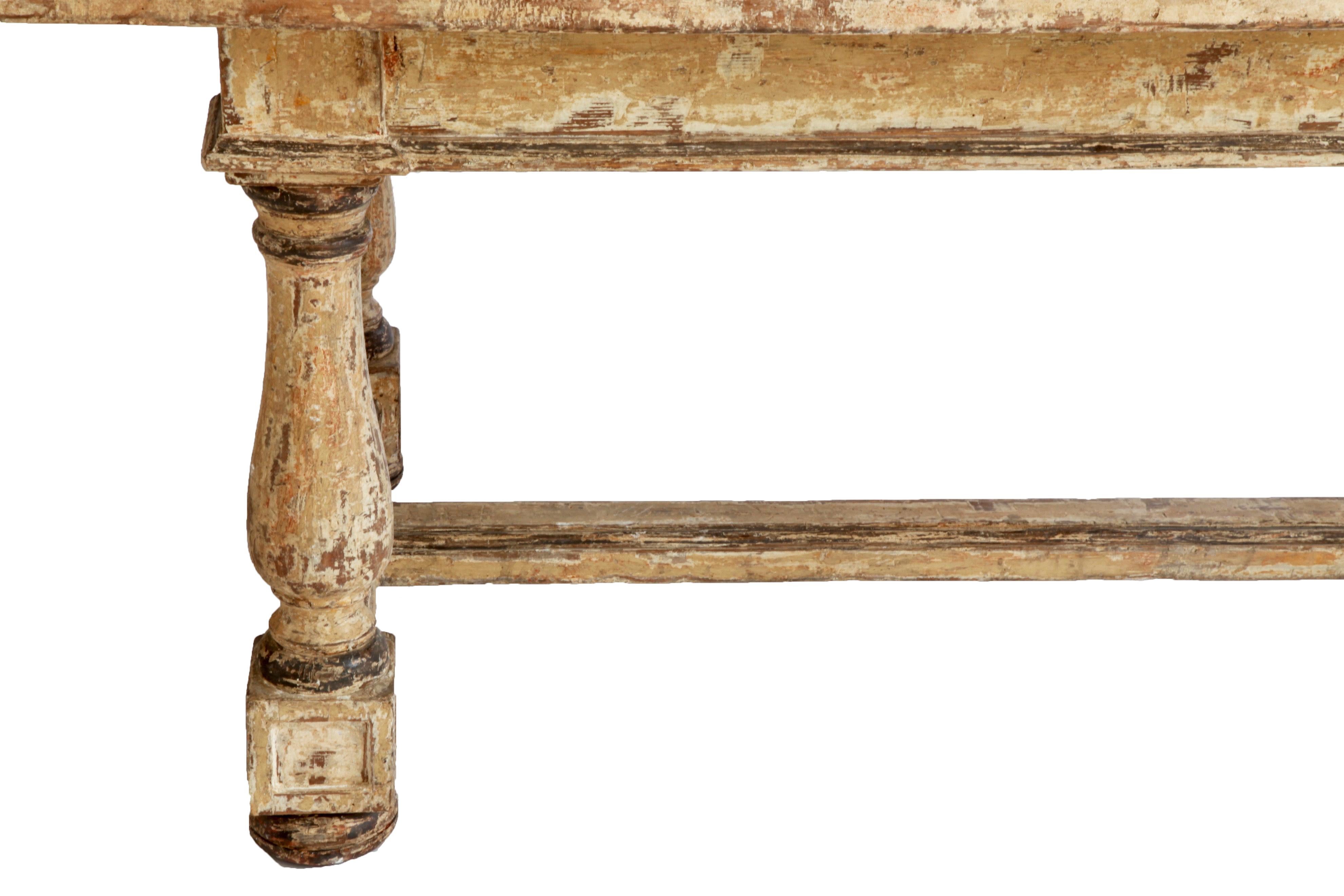 Wood 18th Century Italian Farmhouse Table With Bold Textural Finish