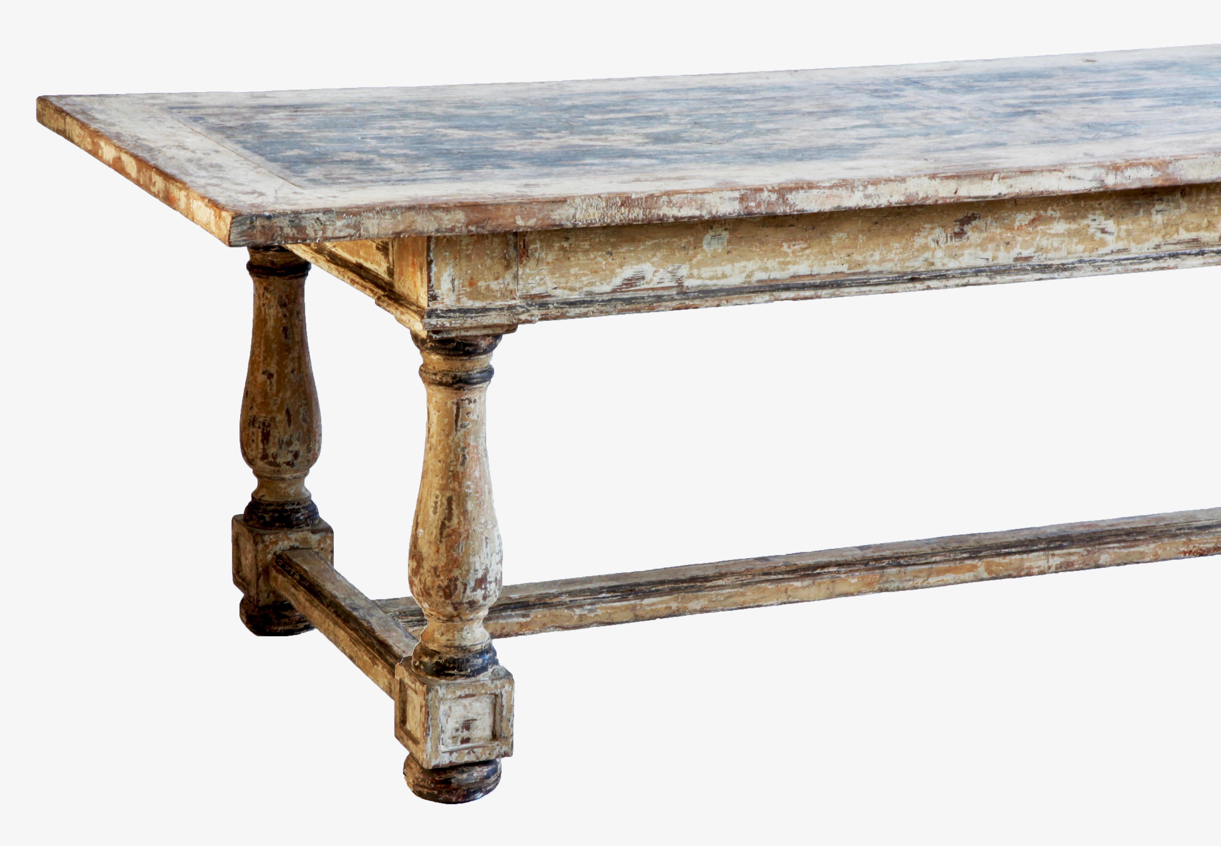 18th Century Italian Farmhouse Table With Bold Textural Finish 1