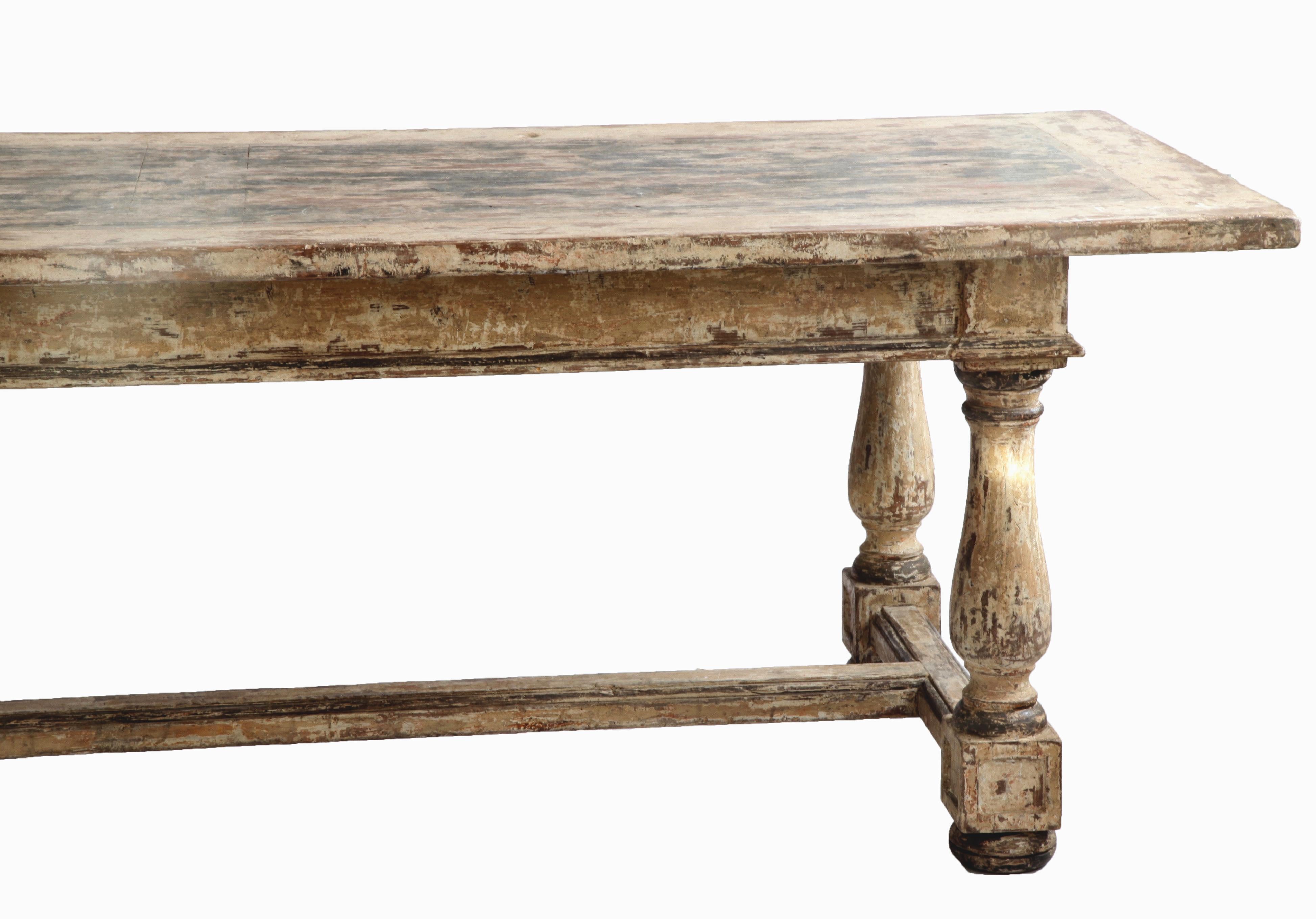 18th Century Italian Farmhouse Table With Bold Textural Finish 2