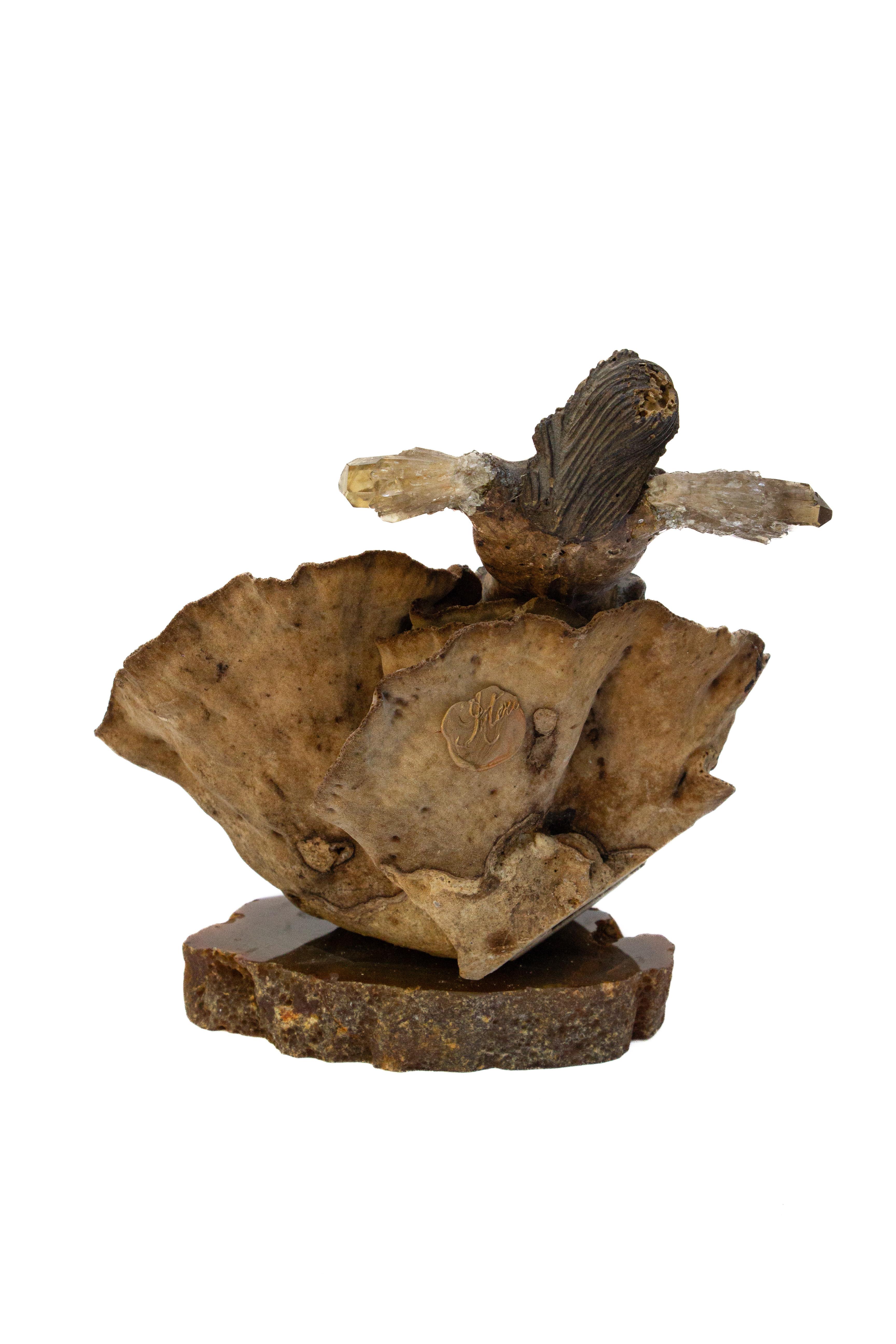 Figura de Cristo italiana del siglo XVIII con cristales de cuarzo ahumado en coral en Bueno estado para la venta en Dublin, Dalkey