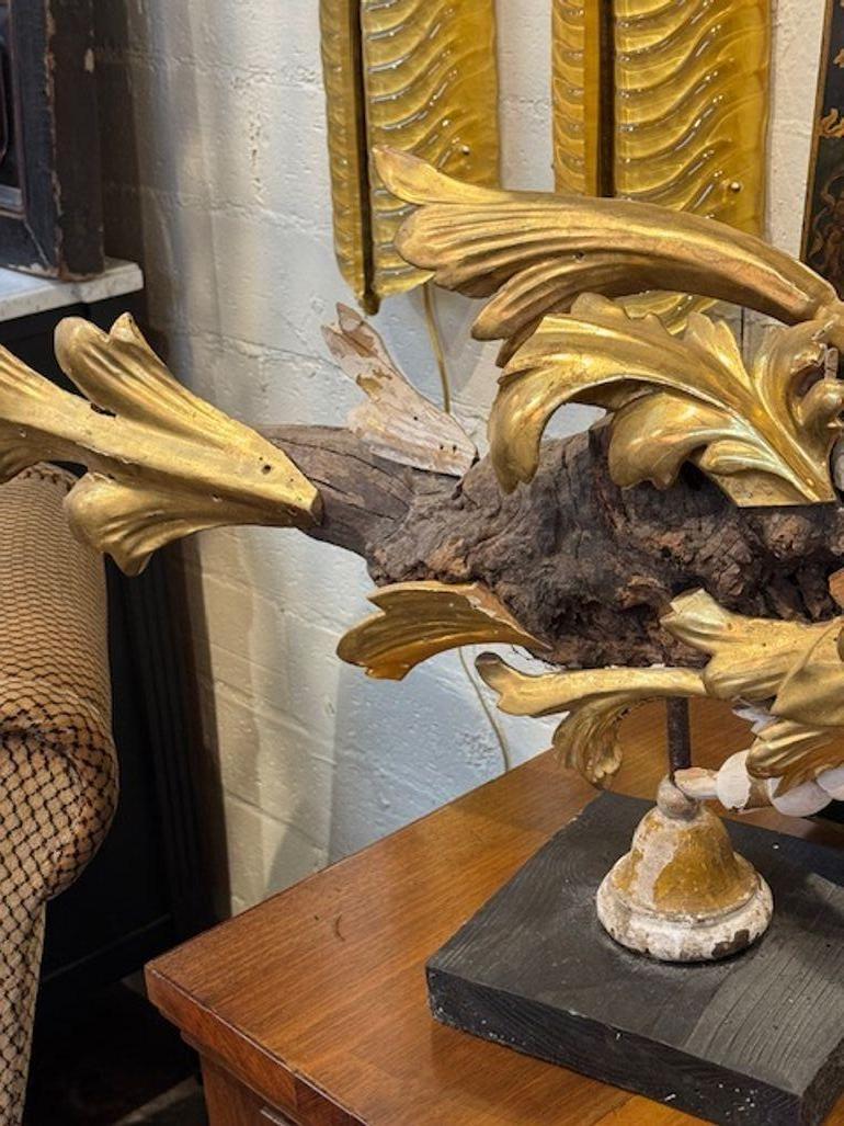 Giltwood 18th Century Italian Fish Sculpture Made of Antique Fragments For Sale