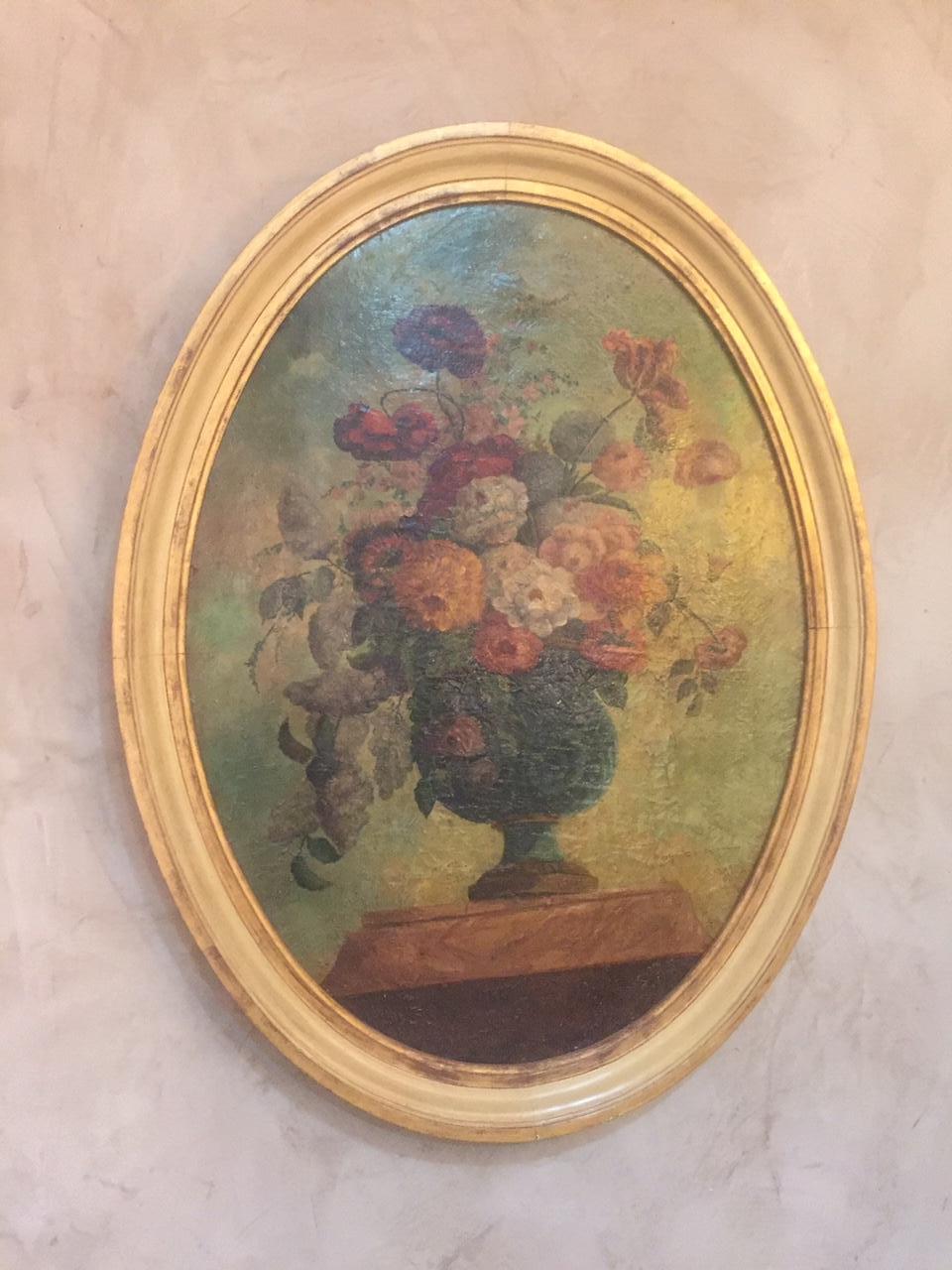 18th Century, Italian Floral Oil on Canvas In Good Condition In LEGNY, FR