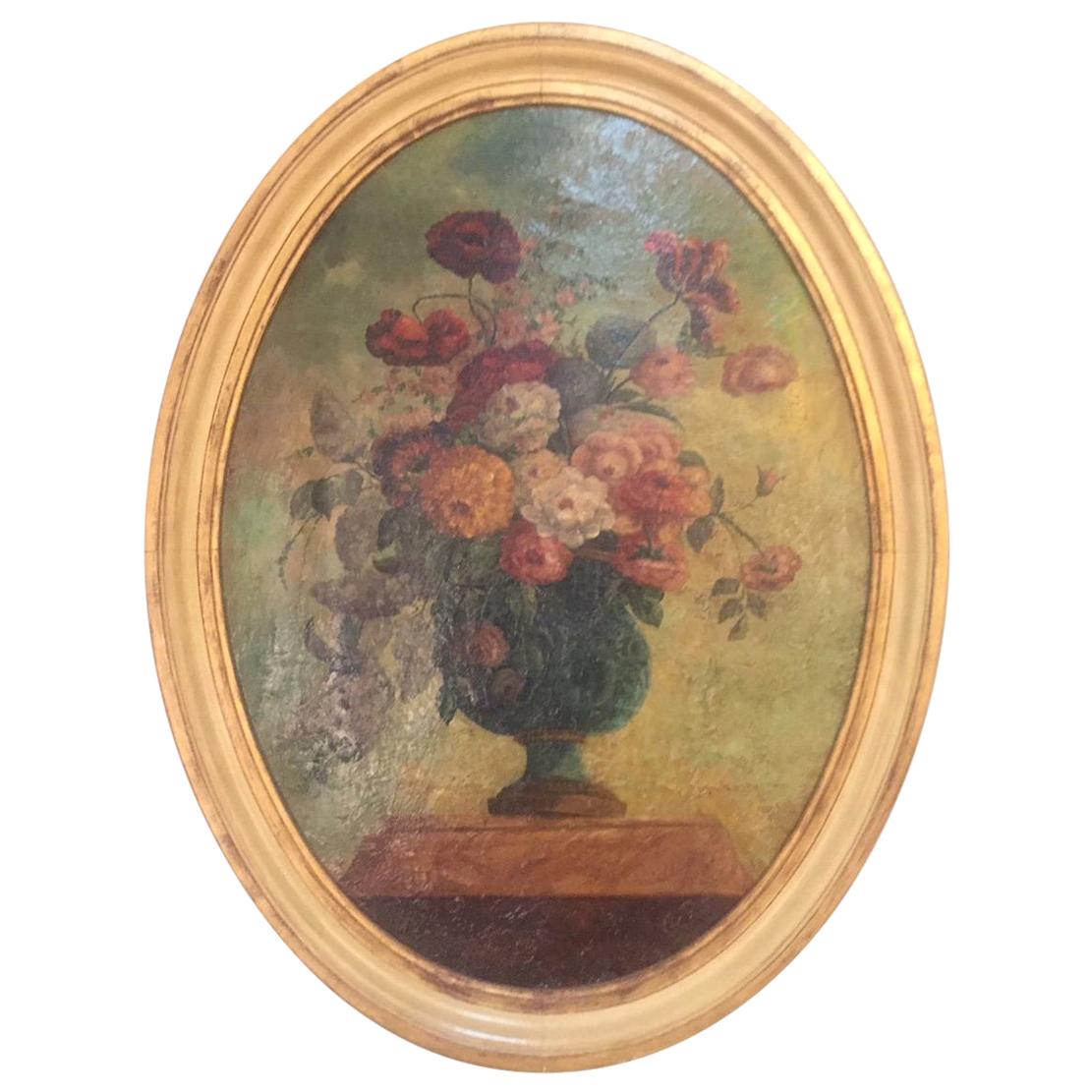 18th Century, Italian Floral Oil on Canvas