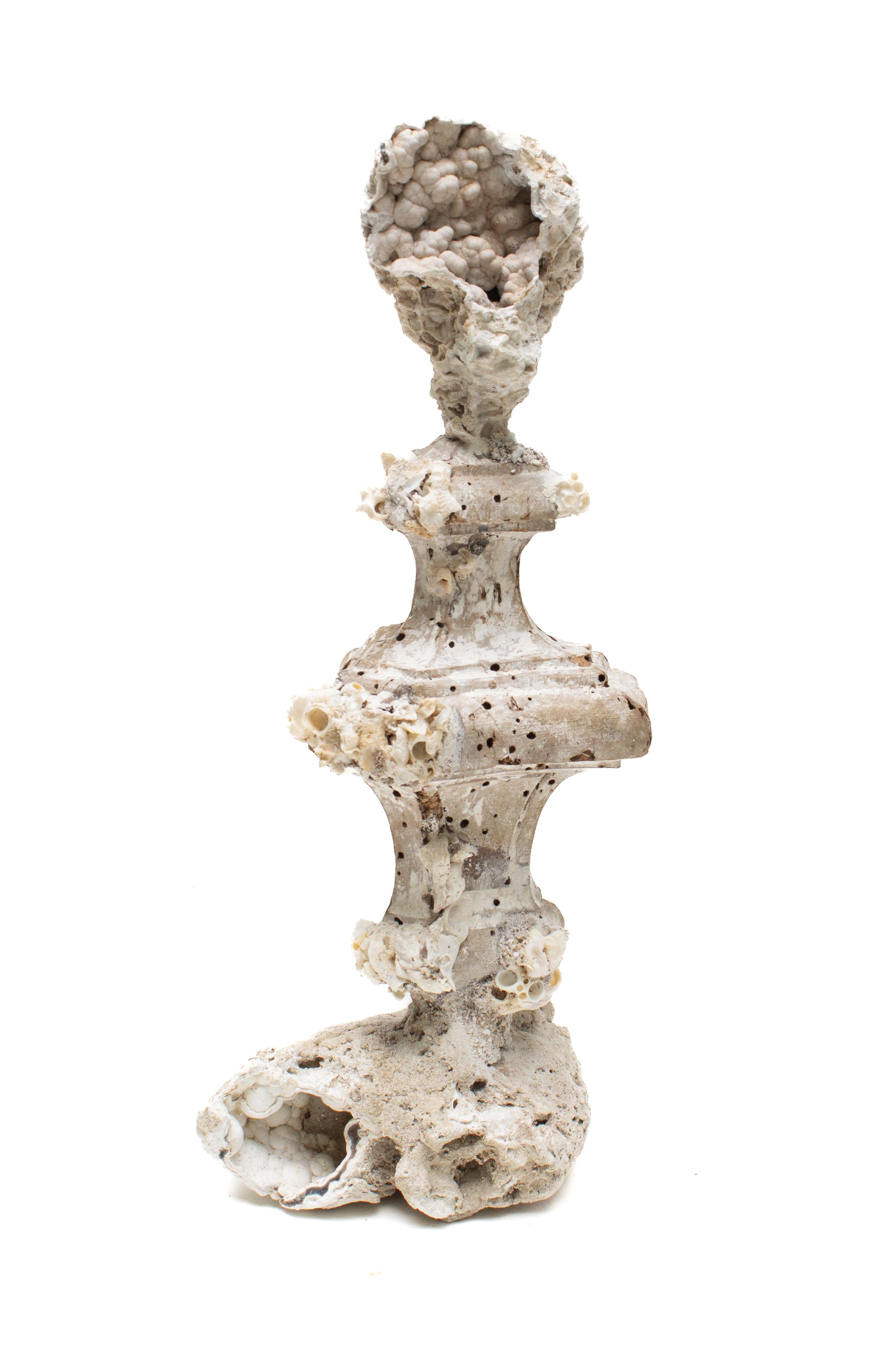 18th Century Italian 'Florence Fragment' Candlestick Base with Fossil Coral For Sale 1