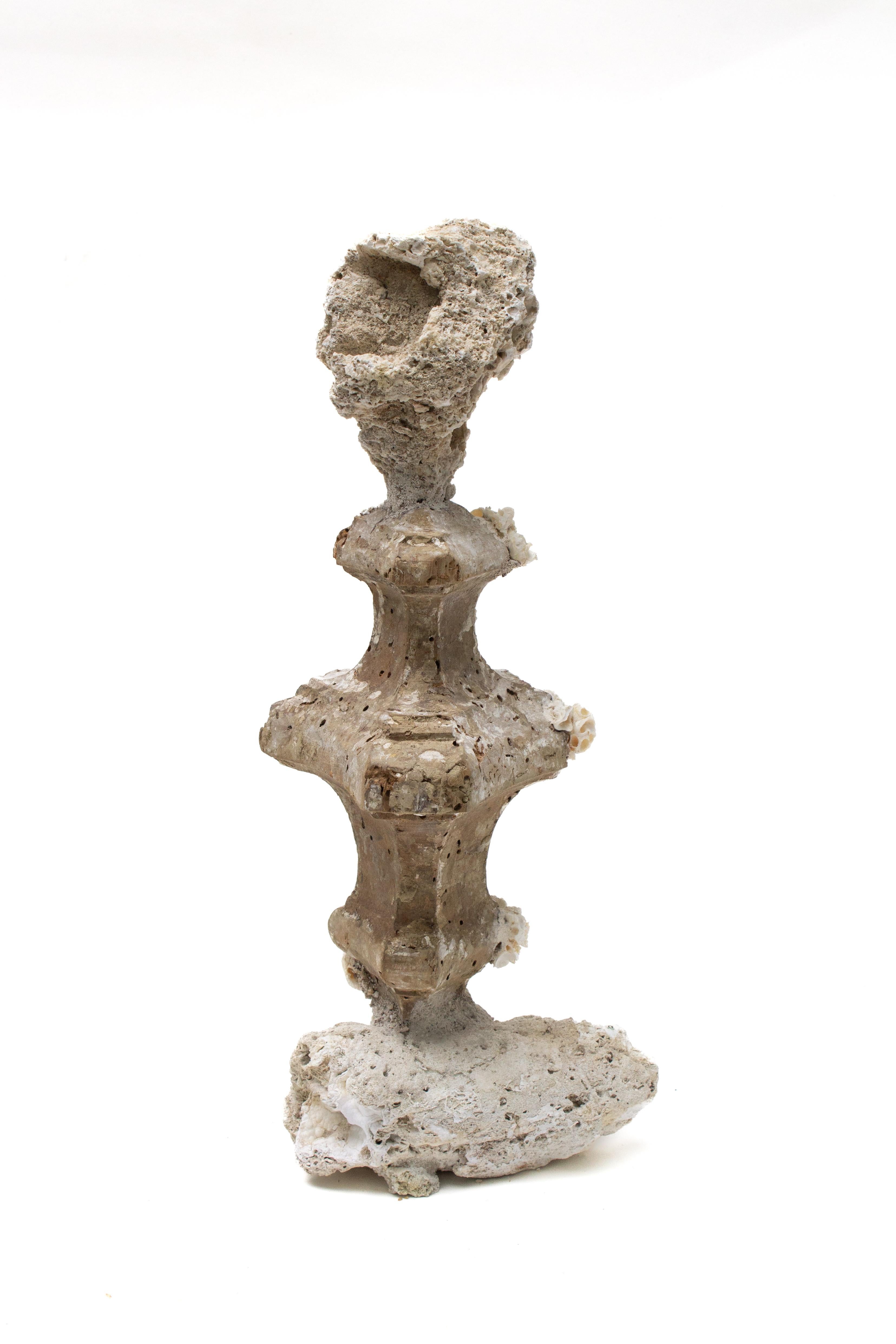 18th Century Italian 'Florence Fragment' Candlestick Base with Fossil Coral For Sale 3
