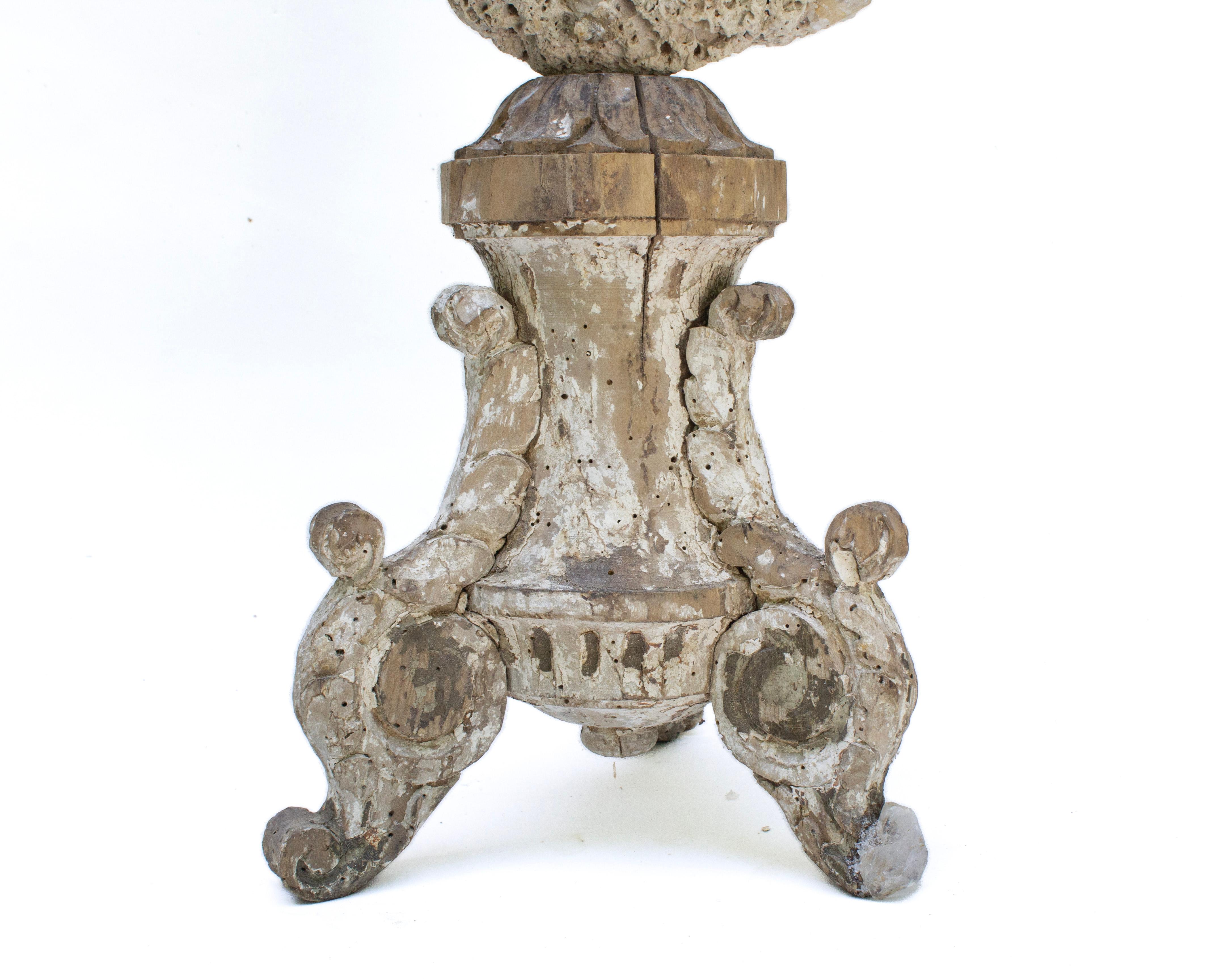 Rococo 18th Century Italian 'Florence Fragment' Candlestick Base with Rock Coral For Sale