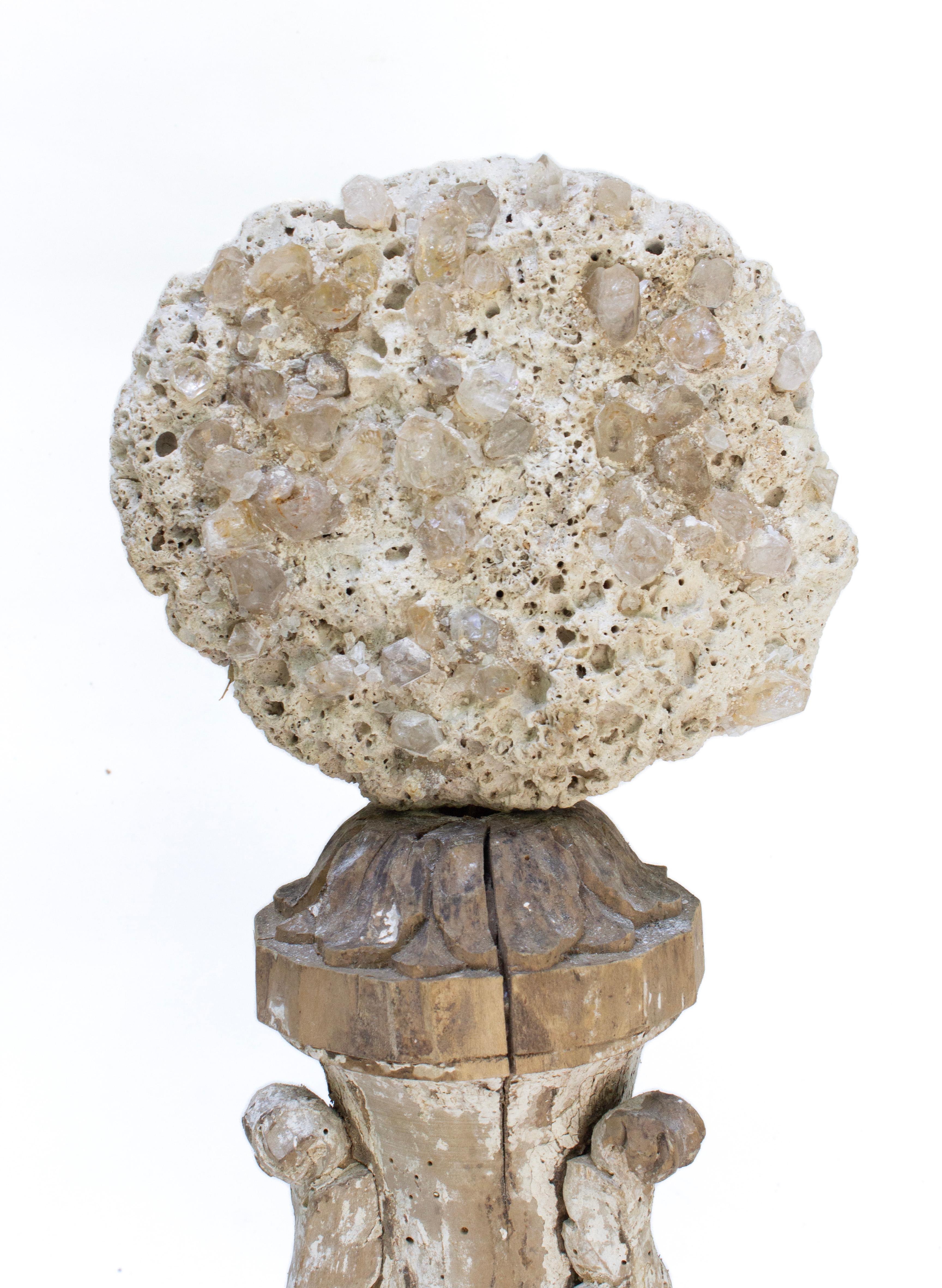 Hand-Carved 18th Century Italian 'Florence Fragment' Candlestick Base with Rock Coral For Sale