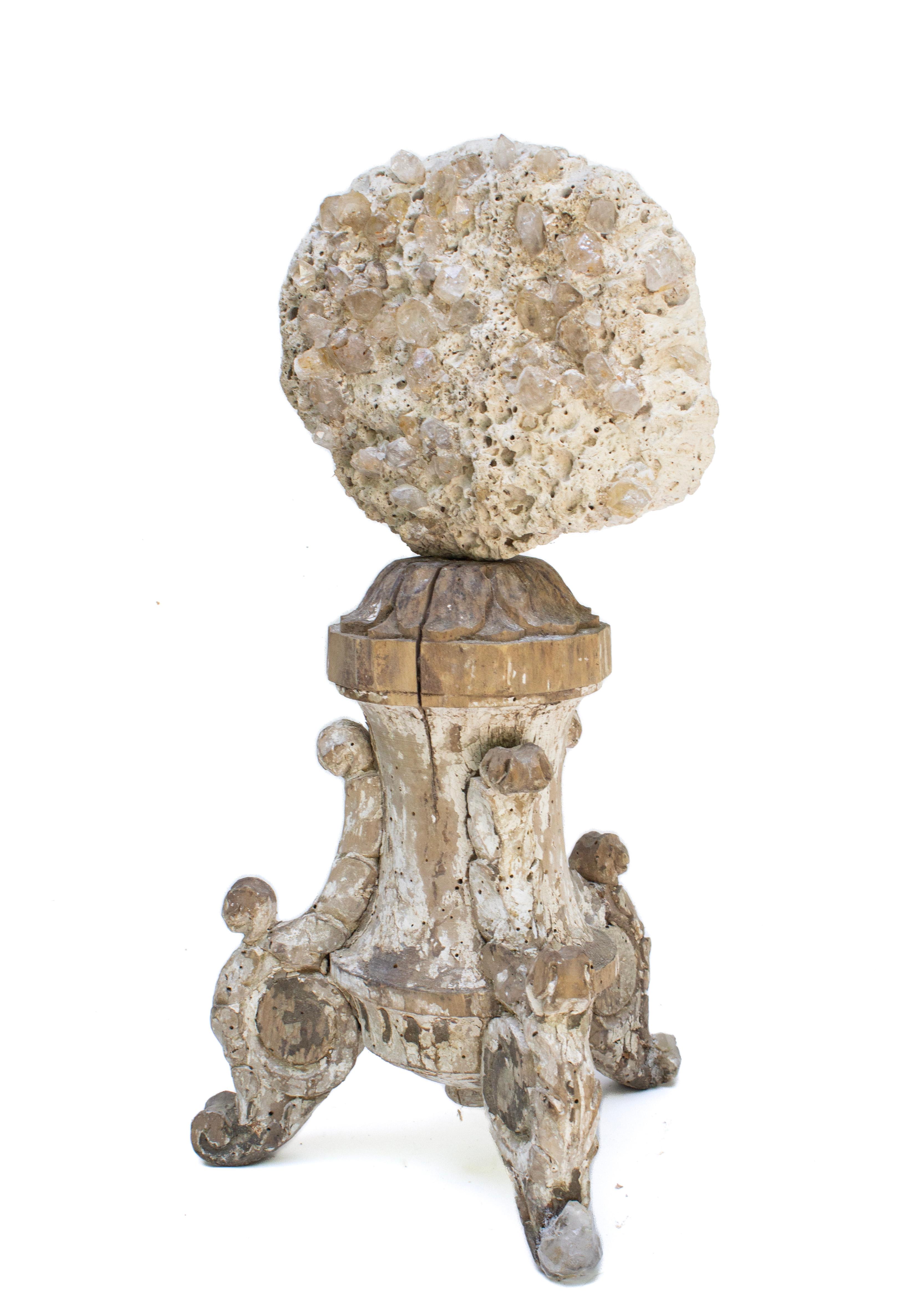 18th Century Italian 'Florence Fragment' Candlestick Base with Rock Coral For Sale 2