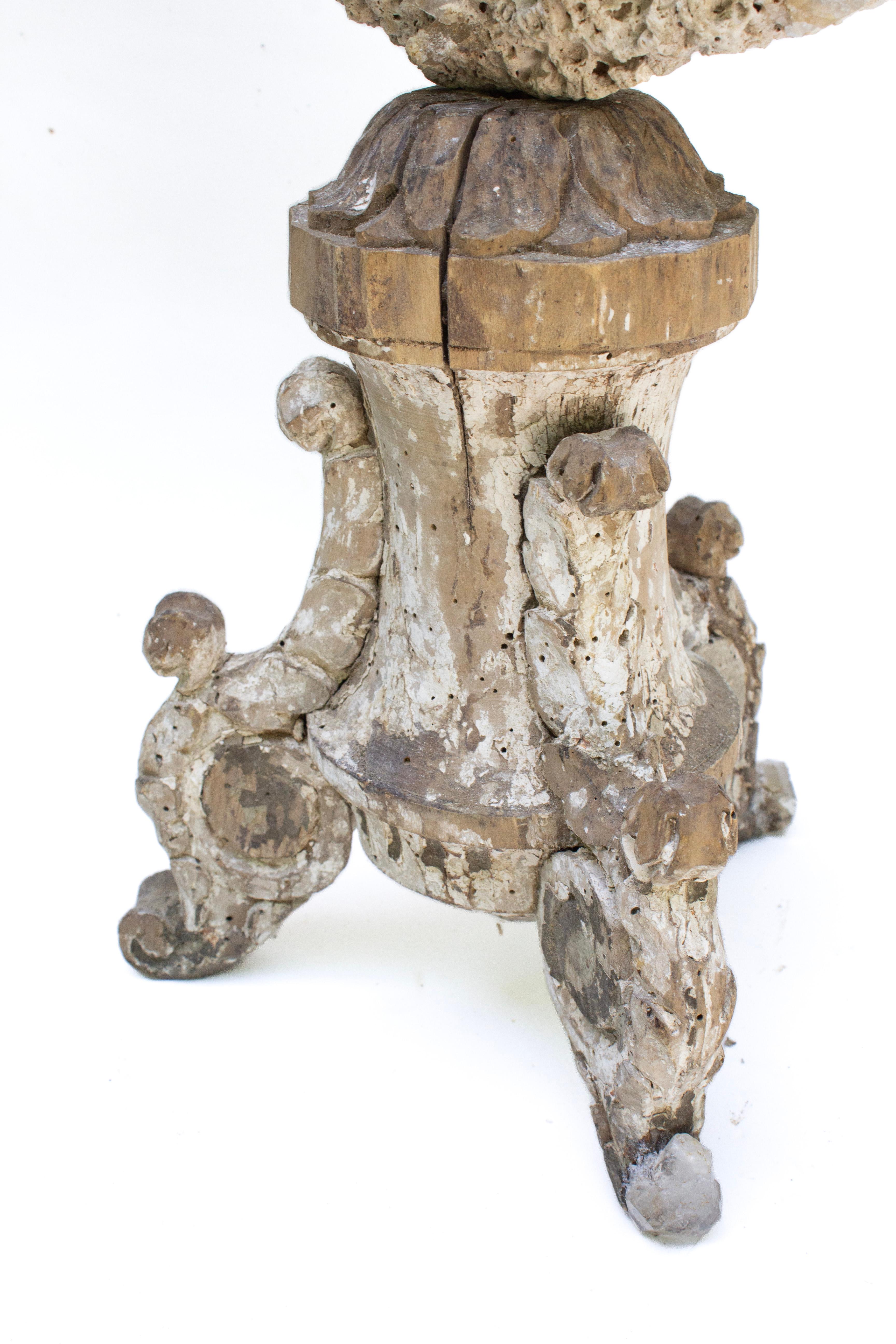 18th Century Italian 'Florence Fragment' Candlestick Base with Rock Coral For Sale 3