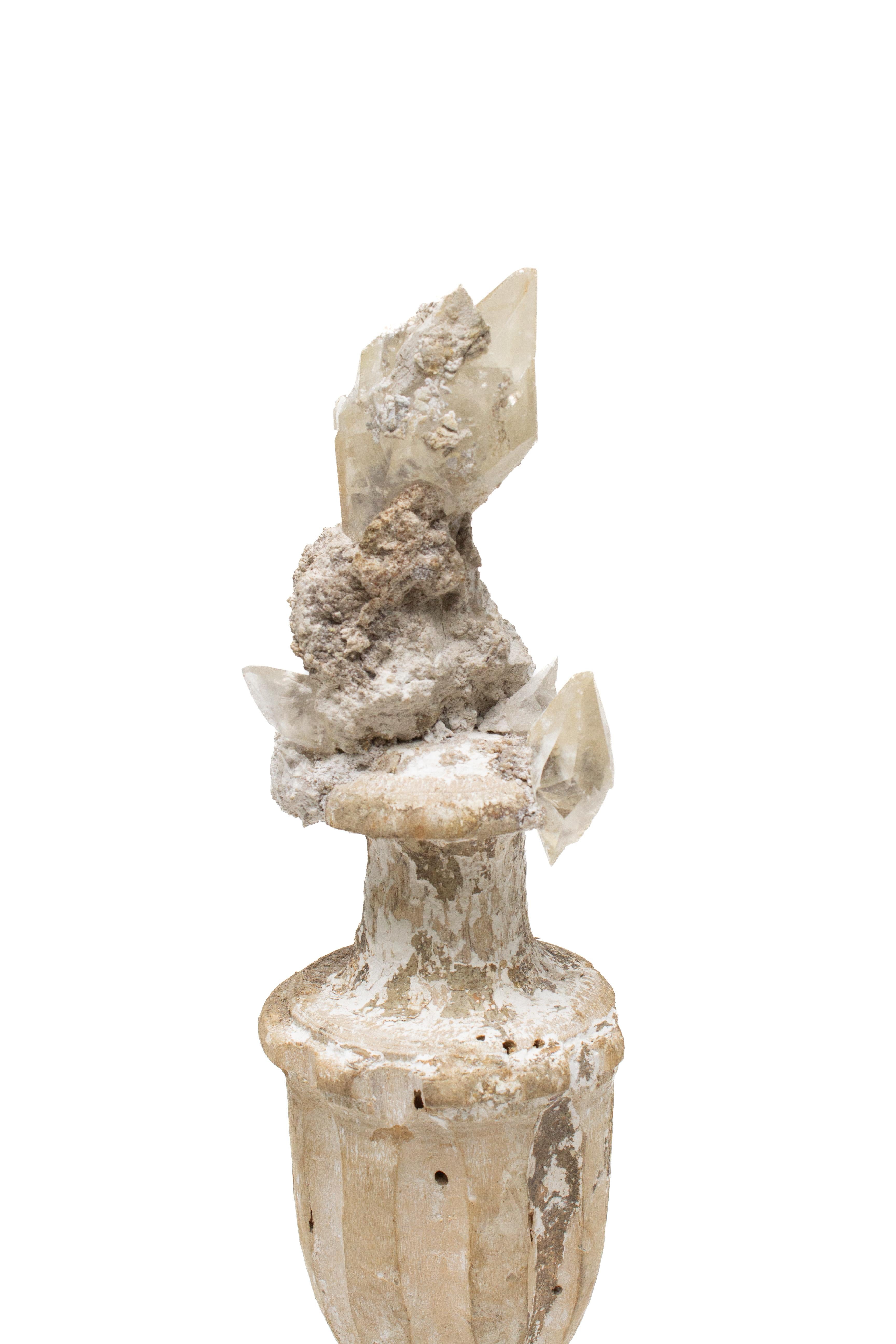 Hand-Carved 18th Century Italian 'Florence Fragment' Vase with Calcite Crystals in Matrix For Sale